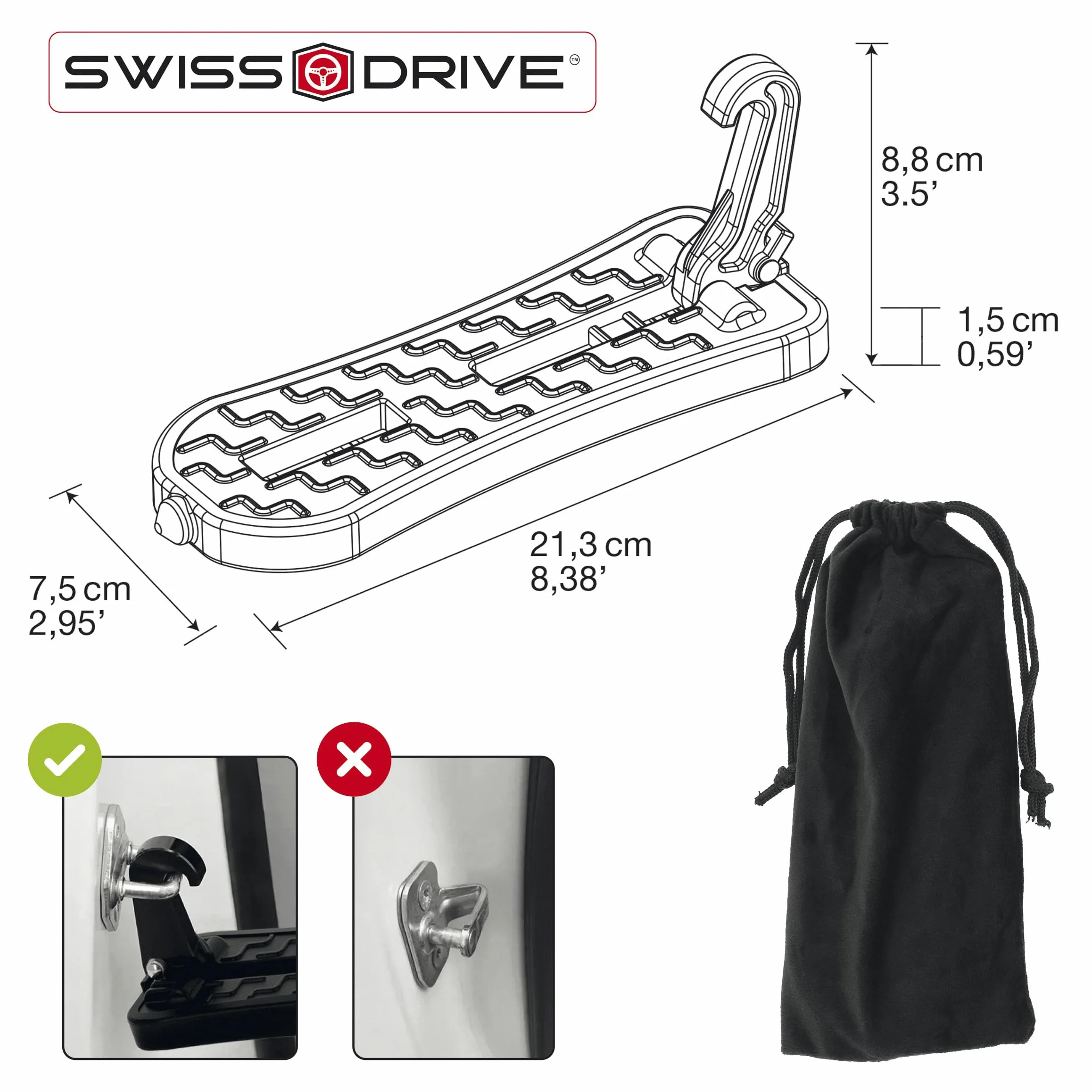 Automotive door stepper 21 cm Folding Vehicle with Safety Hammer Included Bag Storage Alloy Aluminum Hook Pedal For Easy Access to Dach Supports For 230 kg
