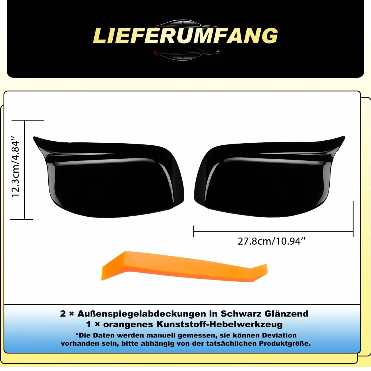 GEARMONSTER Osłona lusterka zewnętrznego BMW seria 5 E60 E61 błyszcząca czerń