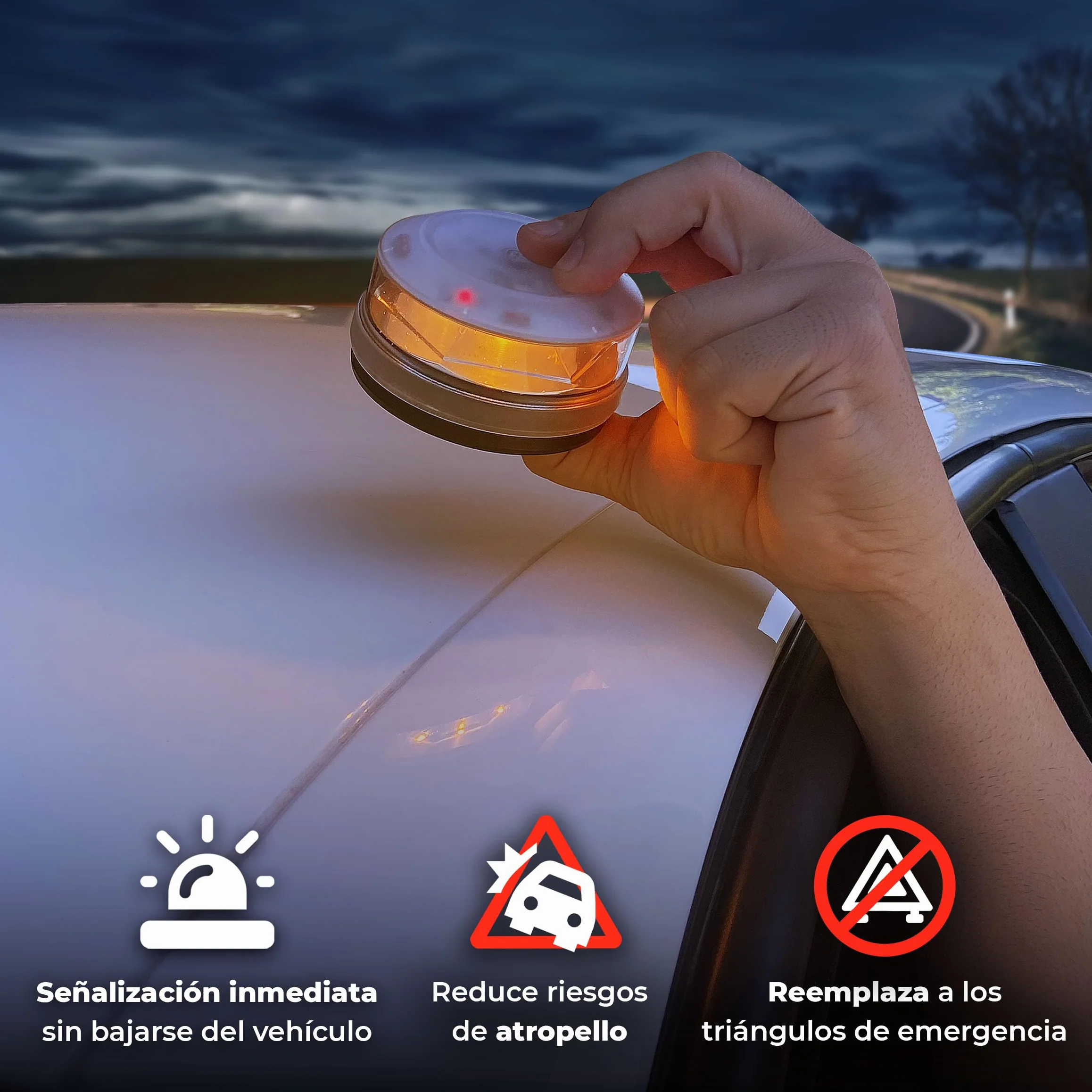 S SUMEX geolokalizacja V16 światło awaryjne, dopuszczone przez DGT V16 SIM, wbudowane i aktywowane, klasa IP54, widoczność ponad 1 km, podstawa magnetyczna, lampka kontrolna, wskaźnik przyłącza