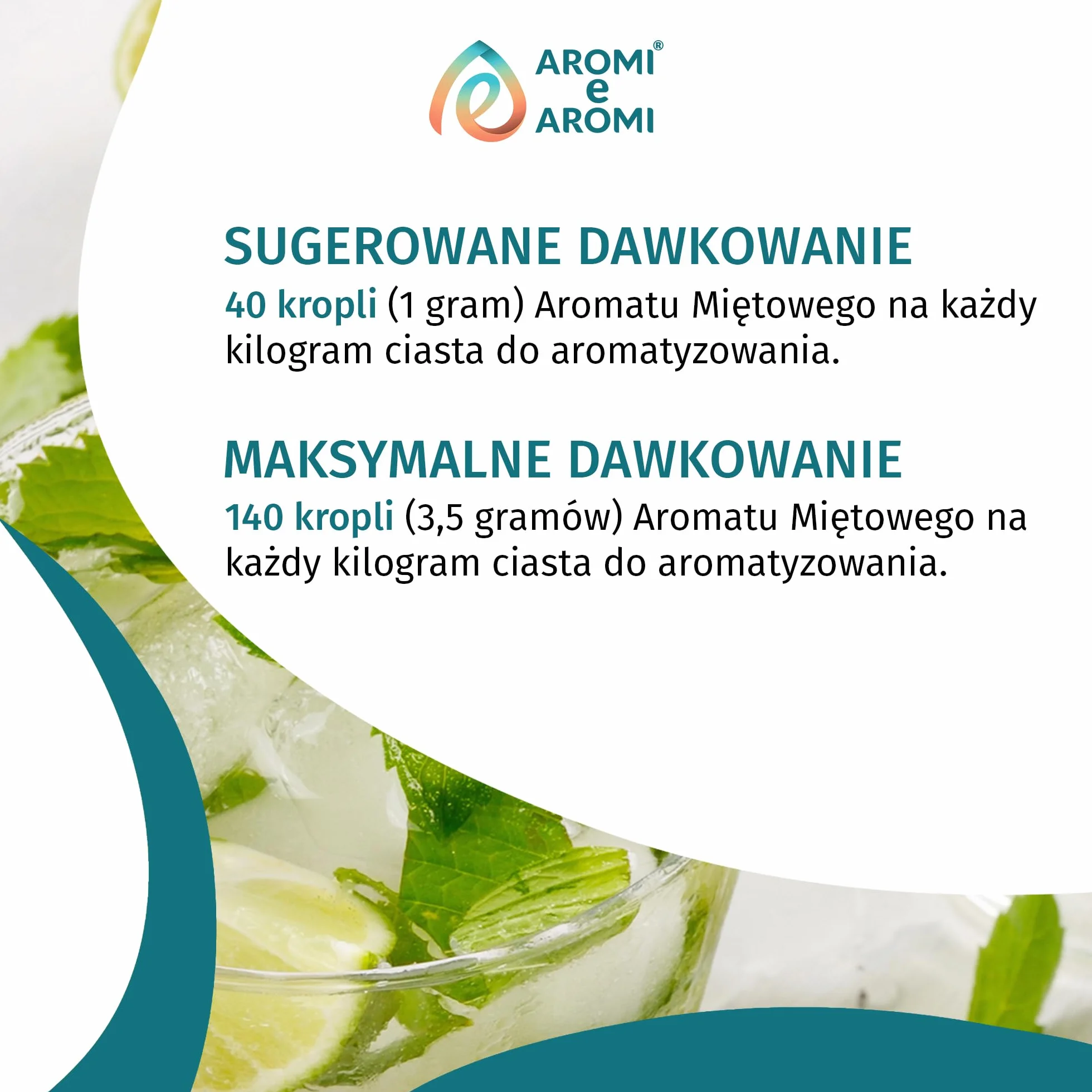AROMI E AROMI | Aromat Miętowy 50 g – Krople Aromatyzujące do żywności do Pieczenia, Ciast, Napojów i Lodów | Produkt Wegański i Bez Kalorii | Wyprodukowano we Włoszech