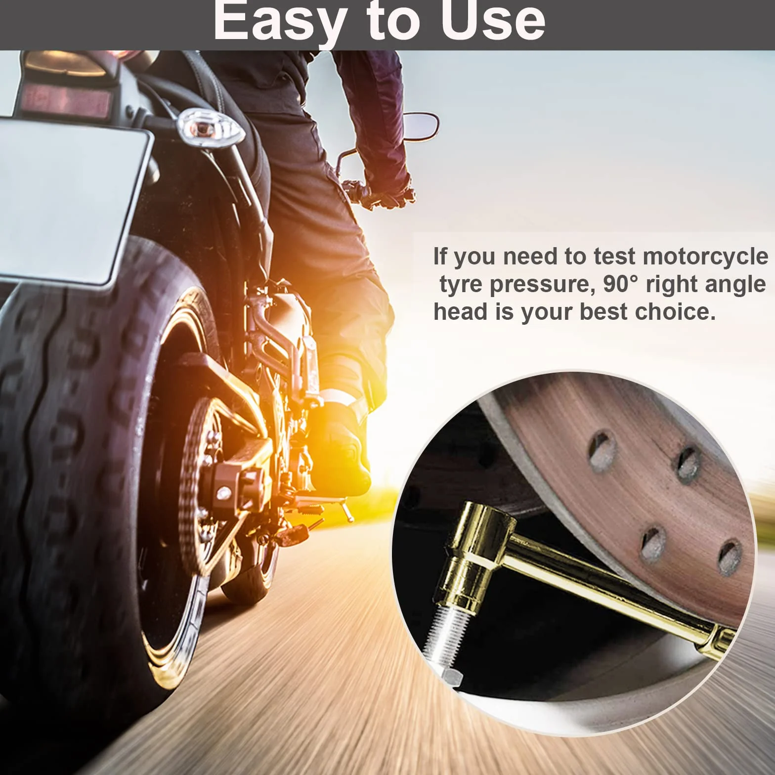 Manometr do opon 60 PSI, manometr do opon motocyklowych ATsafepro z elastycznym wężem kątowym 90 stopni, analogowy manometr do samochodów, motocykli, rowerów
