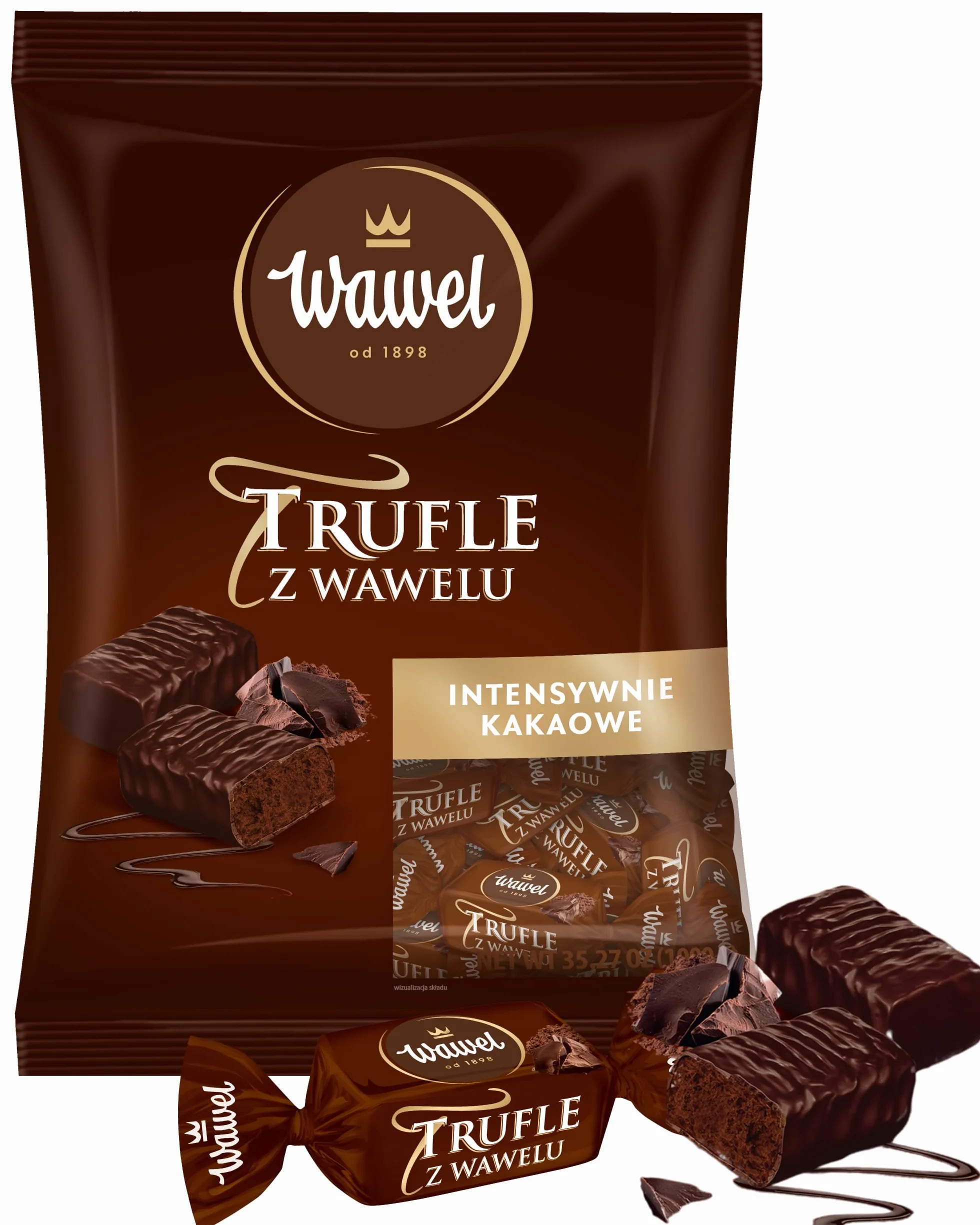 Wawel Trufle z Wawelu Cukierki czekoladowe o smaku rumowym w czekoladzie 1kg 1000g