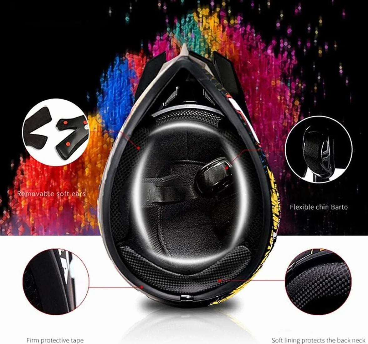 Kask motocrossowy pełnotwarzowy dla dorosłych z okularami ATV MX Enduro