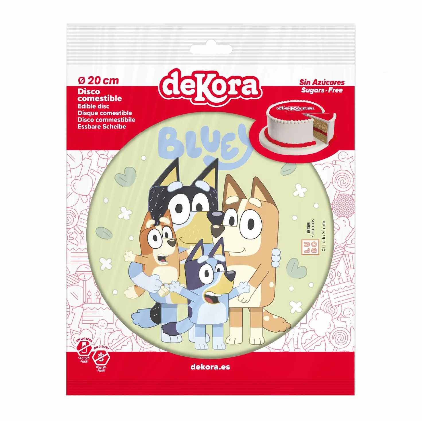 Dekoracja na Tort Bluey z Papieru Jadalnego 20 cm, Bluey i Bingo, Urodzinowa dla Dzieci