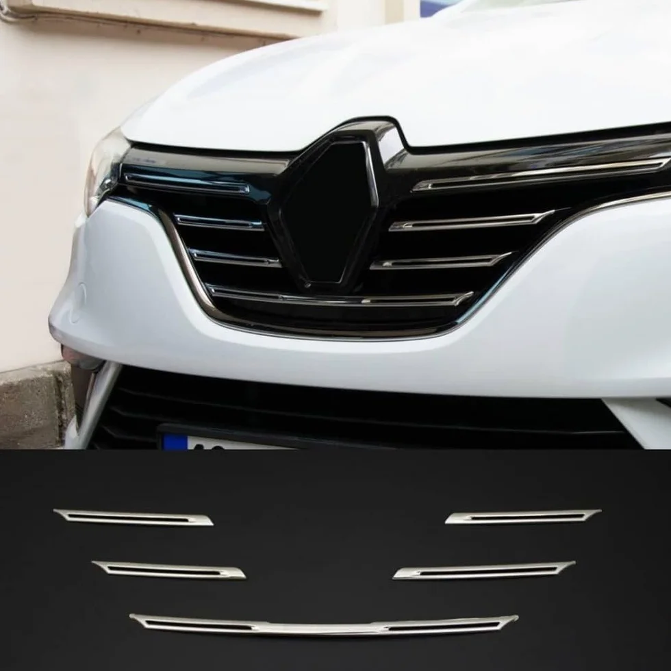 manox Dla Renault Megane IV 2015-2020 5 szt. Chromowana kratka chłodnicy chłodnicy listwy chłodzące ze stali nierdzewnej