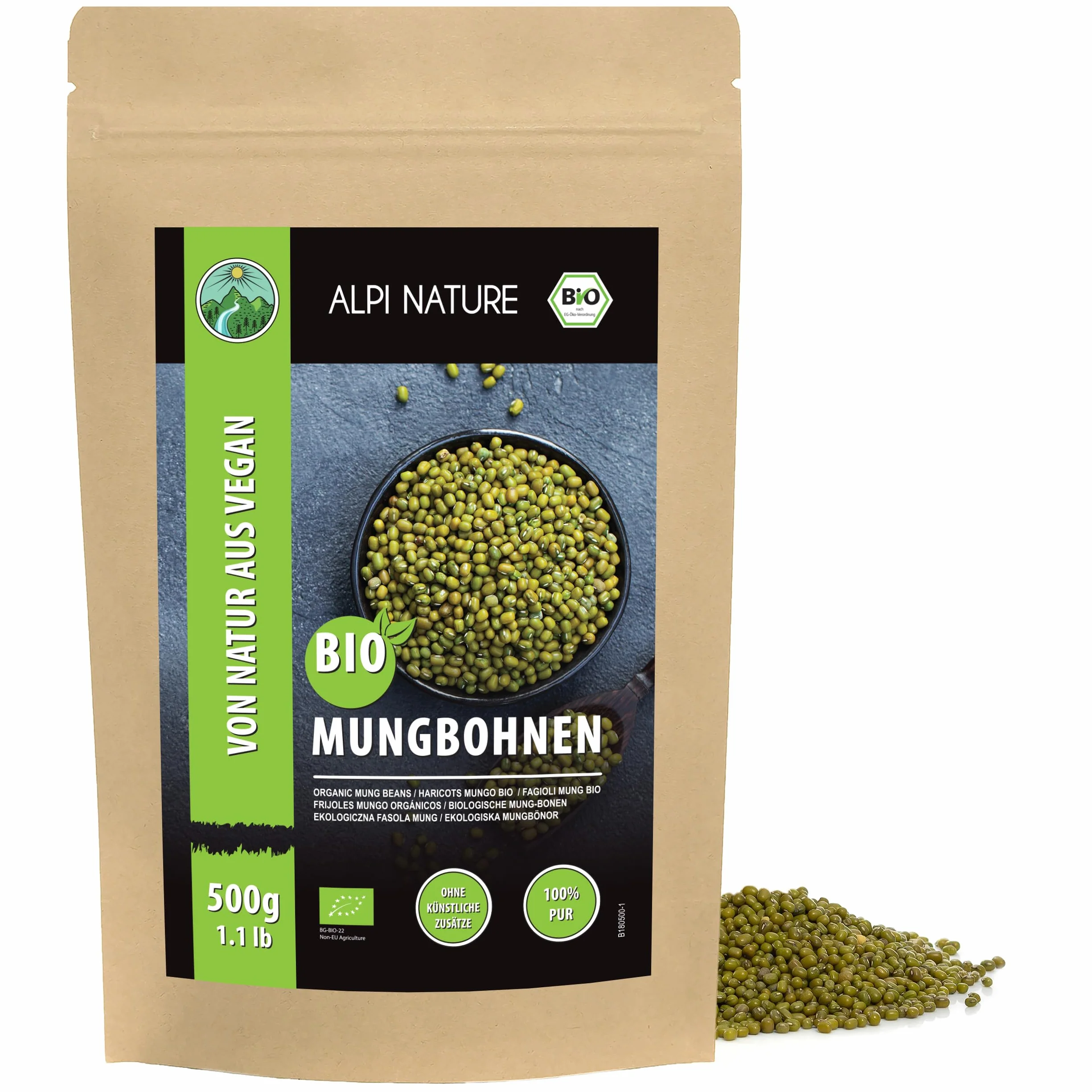 Alpi Nature Ekologiczna Fasola Mung 500g Bezglutenowa