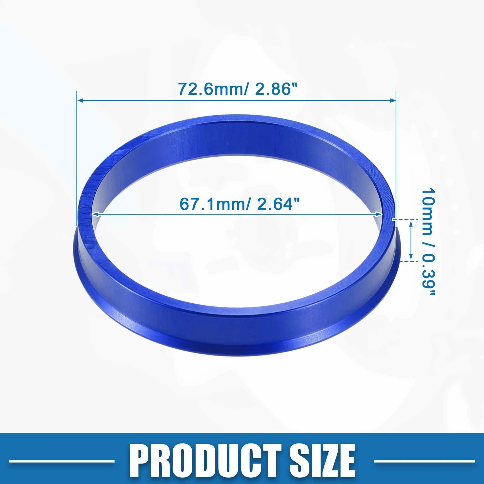 A ABSOPRO Pierścienie środkowe do obręczy samochodowych OD 72,6 mm do ID 67,1 mm niebieskie pierścienie środkowe ze stopu aluminium (zestaw 4 szt.)