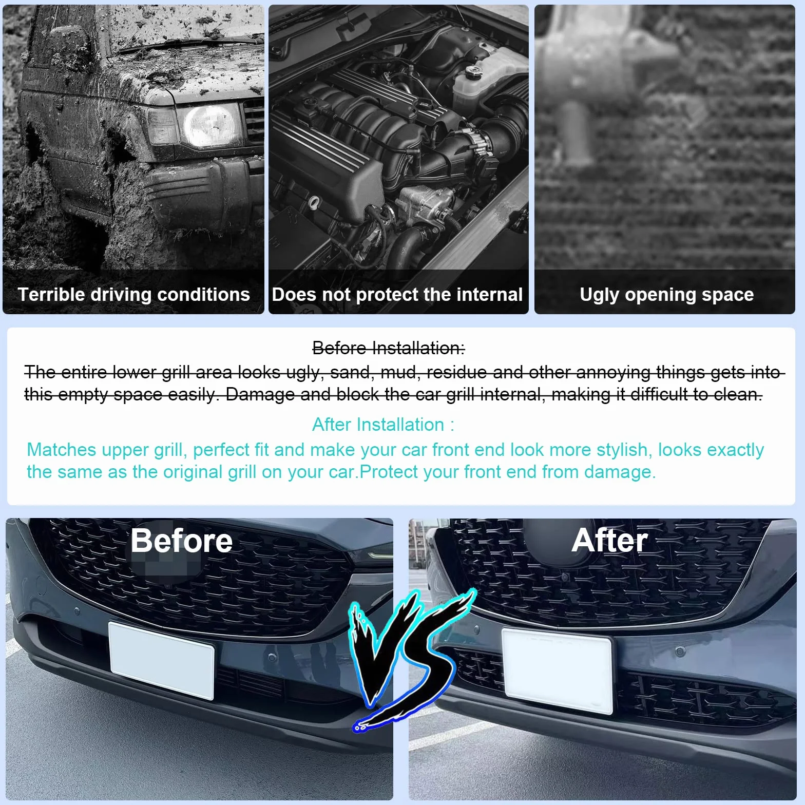 CDEFG Kompatybilny z Mazda CX-5 CX5 2022 2023 2024 facelift przednia osłona chłodnicy frills maseczka przedniego zderzaka grill samochodowy zmodyfikowane akcesoria CX5 [2 sztuki]