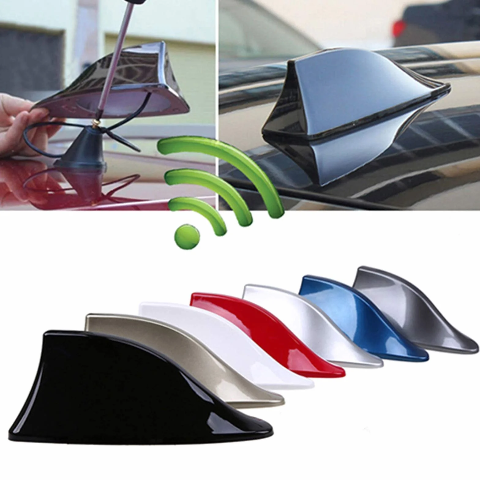 Generico Antena samochodowa płetwa rekina, sygnał radiowy FM/AM, antena dachowa, dla Renault Koleos Twingo Scenic Megane Fluenec Latitude Clio 1 2 3 4