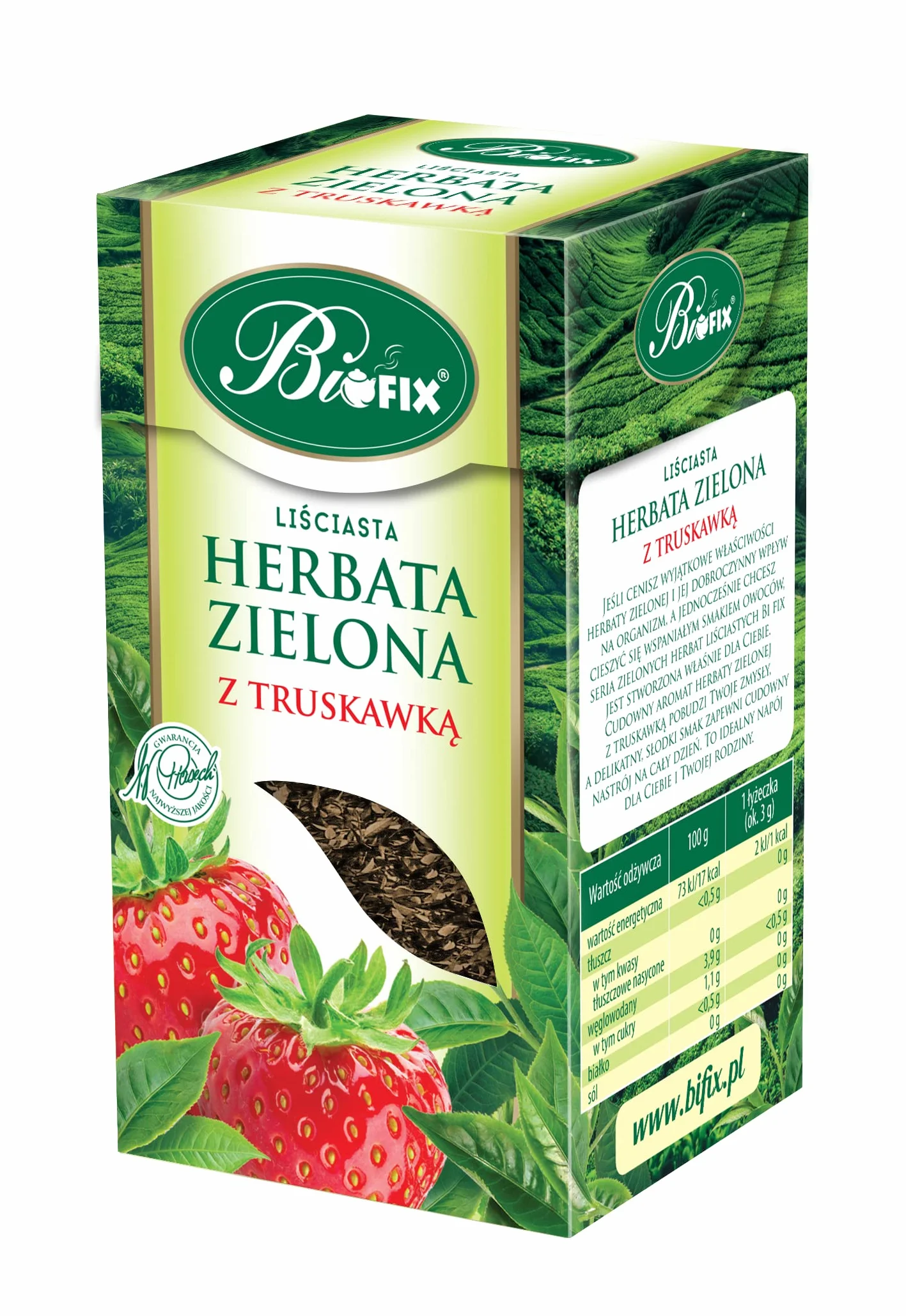 Zielona herbata liściasta z truskawką Bi fix