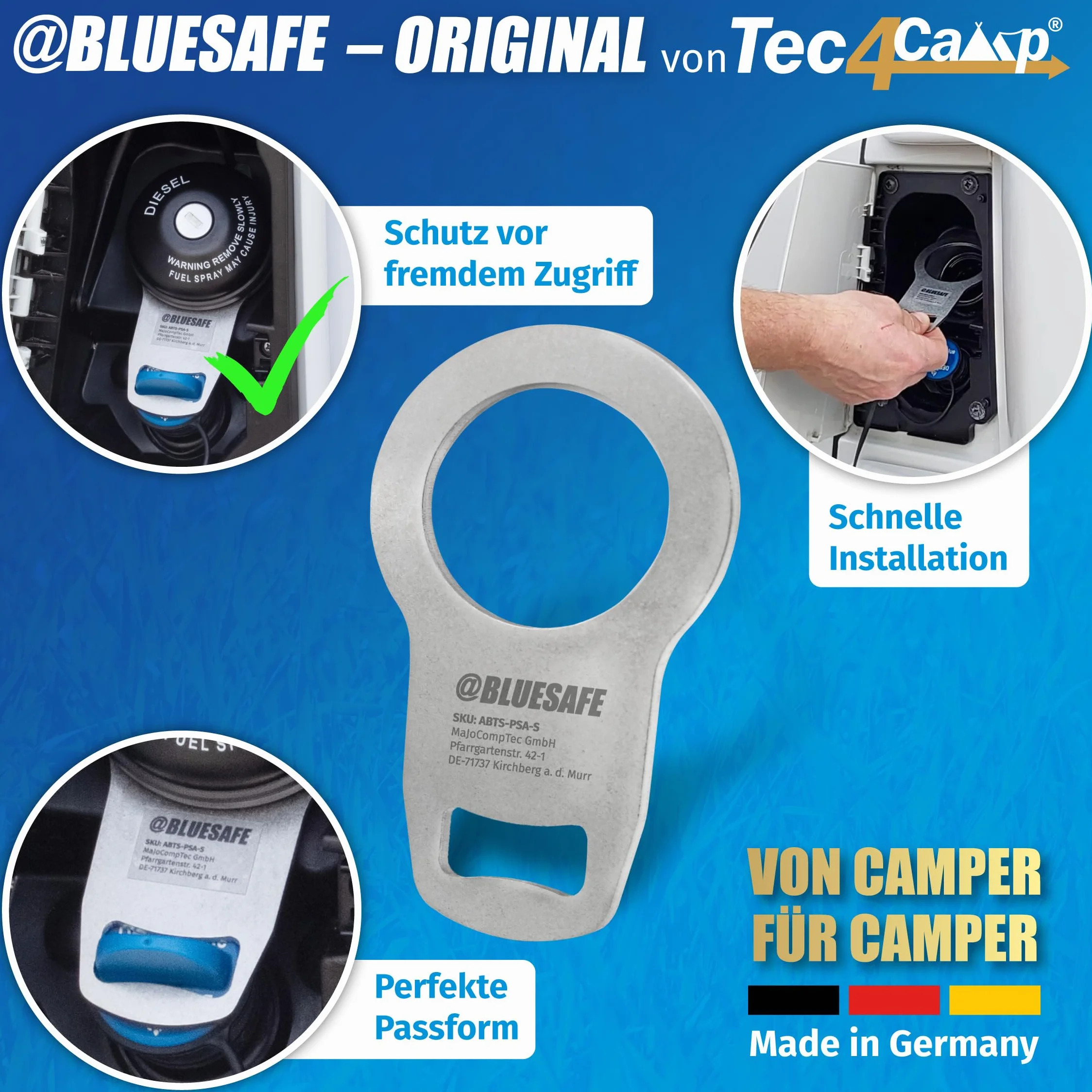 MaJoCompTec ADBLUESAFE zabezpieczenie korka wlewu paliwa AdBlue ze stali nierdzewnej Boxer Jumper Ducato