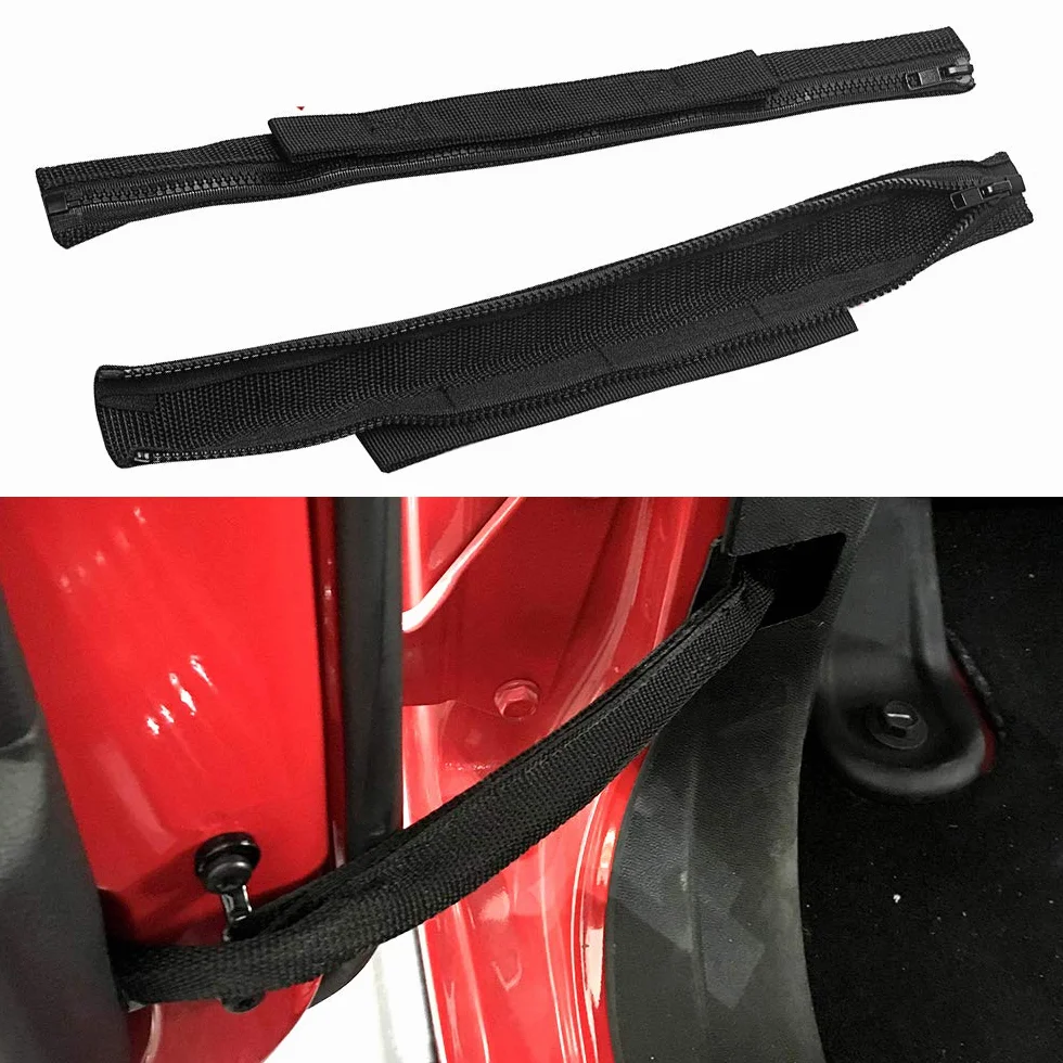 Wczesny autobus zaktualizowany wytrzymały mocny regulowany pasek ograniczający drzwi z zamkiem błyskawicznym idealny do Jeep Wrangler czarny opakowanie 2 szt. (2 szt., czarny)