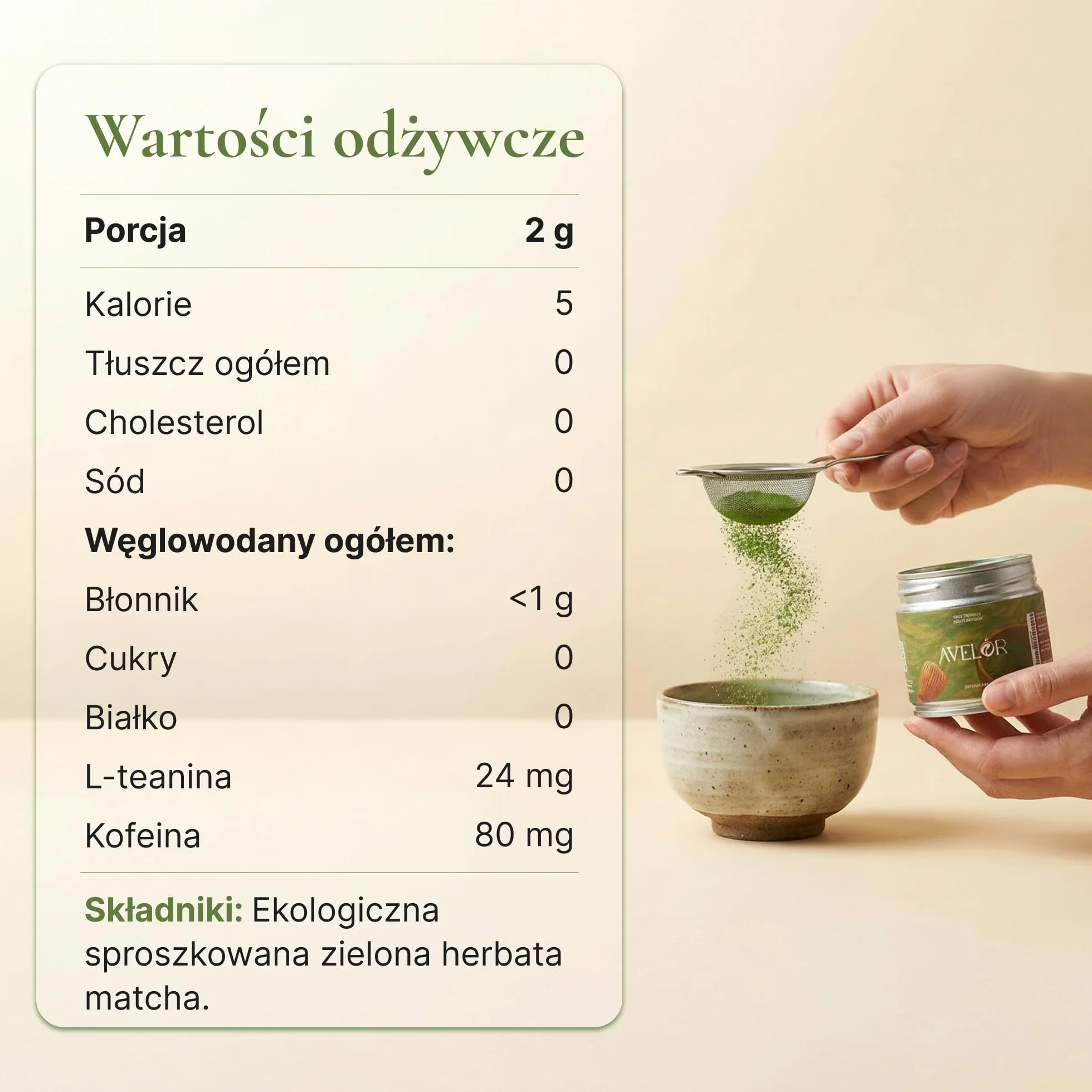 Avelor Sabi Matcha Herbata w Proszku (30 g) – Ceremonial Grade – Najwyższej Jakości Herbata Cieniowana