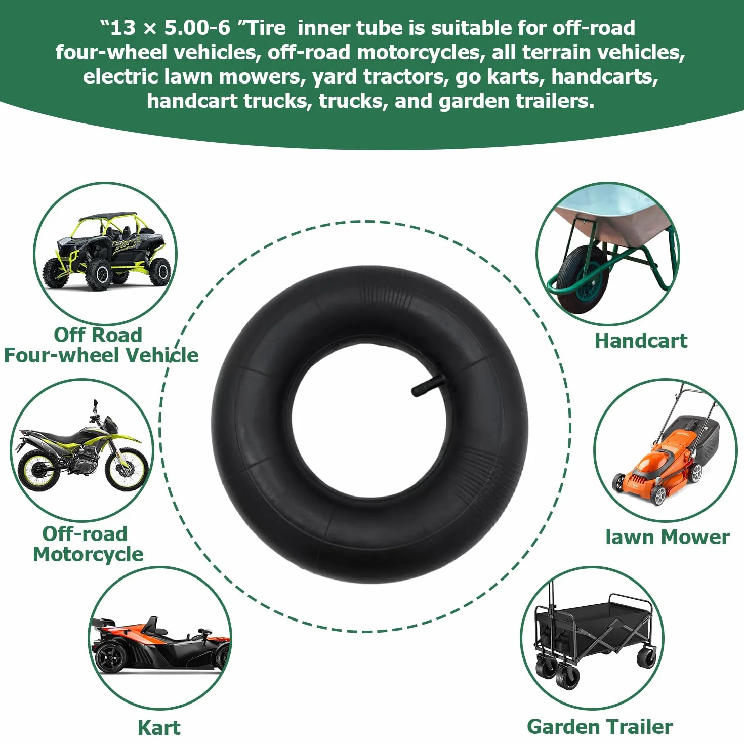2 sztuki dętka 13 x 5,00 – 6 opon, wąż do taczki, wąż do opon z prostym trzpieniem zaworu, zapasowy wąż do taczki, kosiarki do siedzenia, wózka ręcznego, 2 sztuki