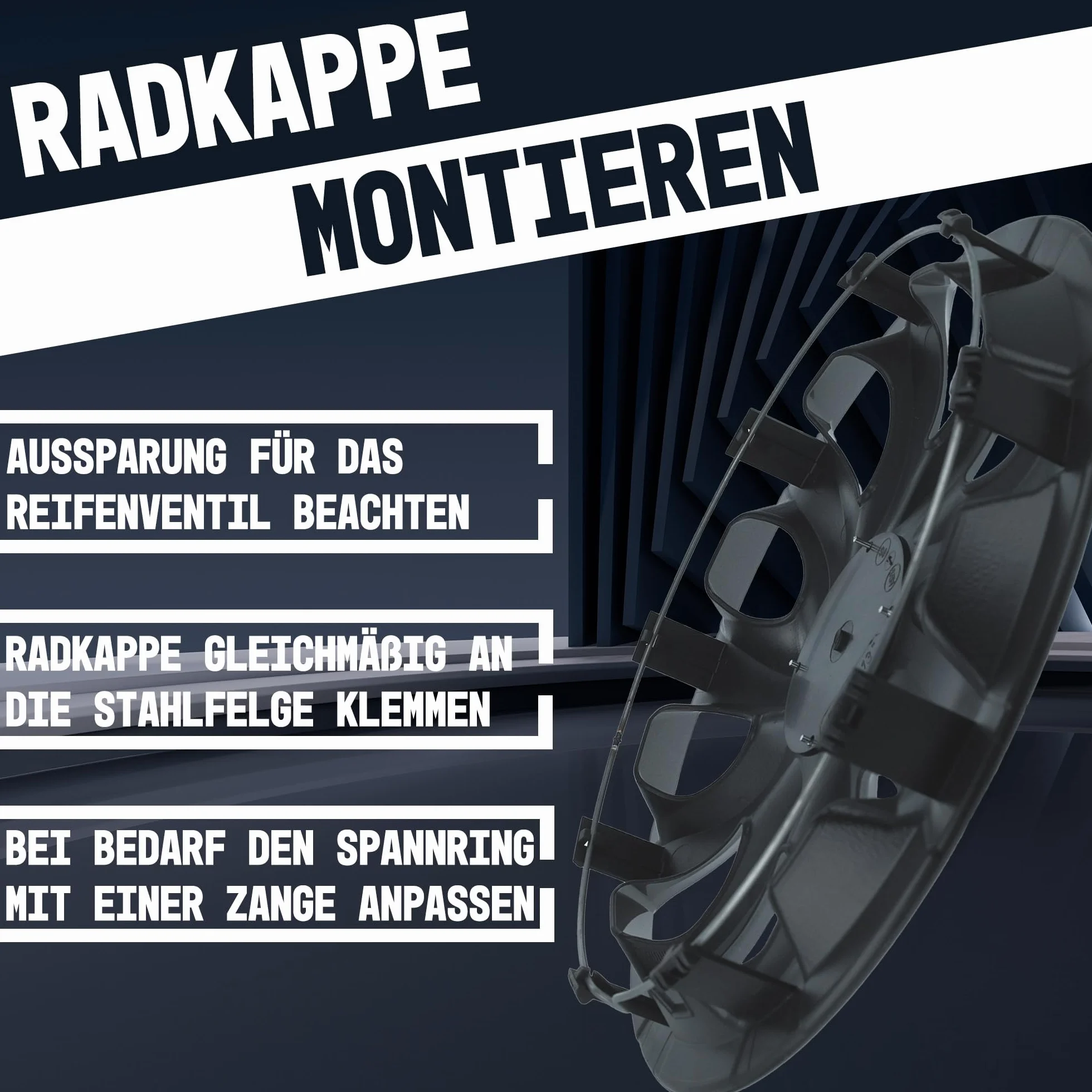 Kołpaki uniwersalne 16'' NRM The Best 4 sztuki (Czarny mat, 16")