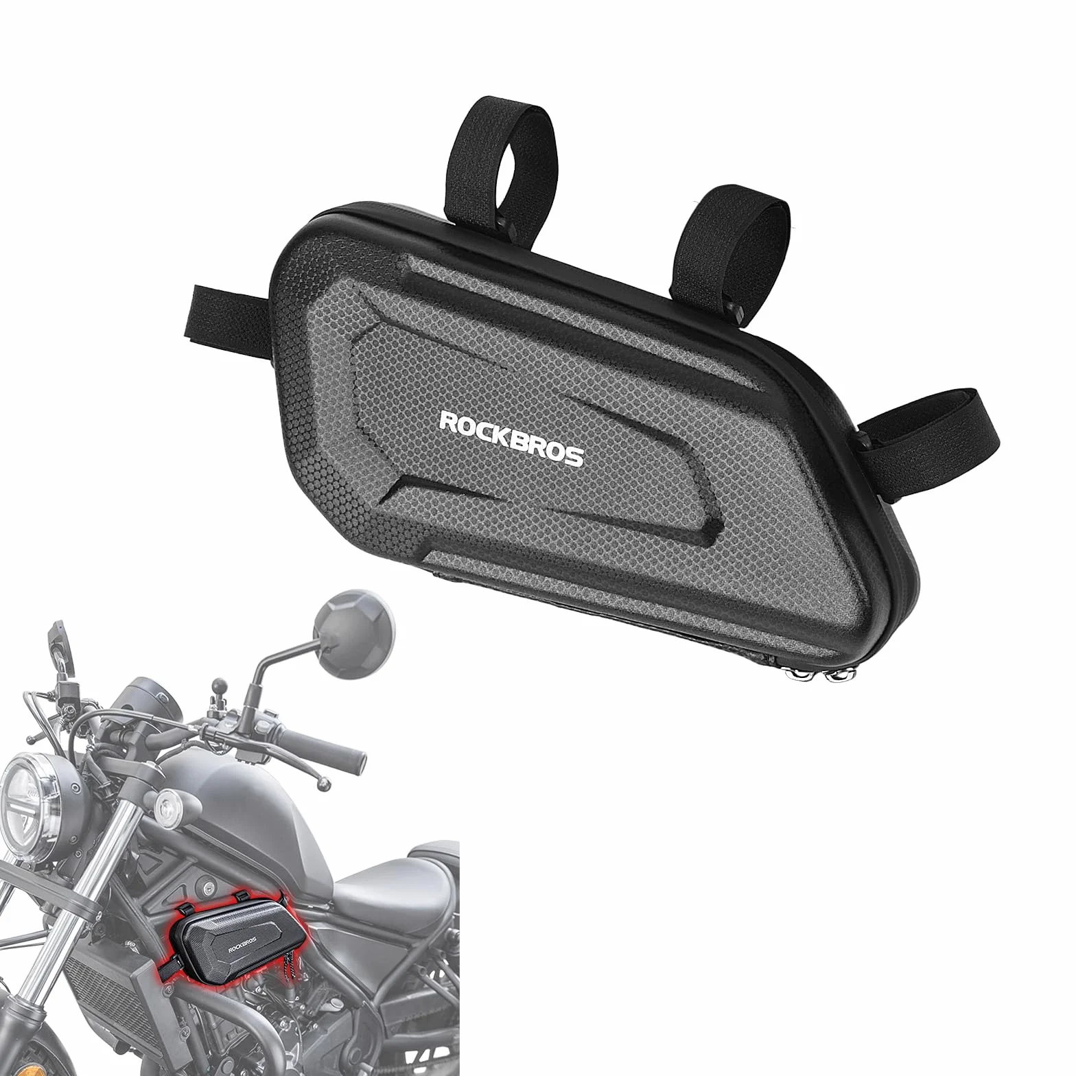 Wodoodporna twarda torba motocyklowa, 1,5 l, o dużej pojemności, montowana na ramie bocznej, torba do przechowywania dla Ho&n&da Rebel CMX250 300 500 1100 (para lewa i prawa) (czarna lewa)