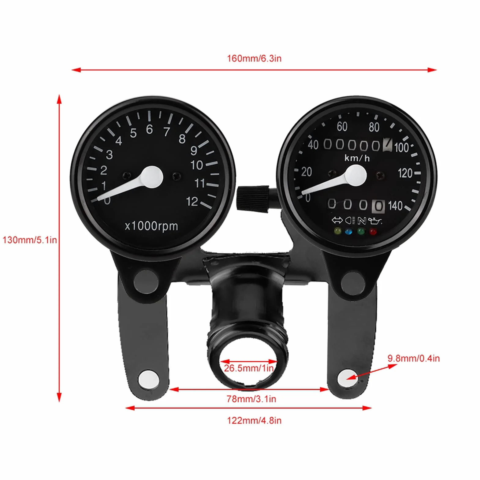 Fydun Obrotomierz Motocyklowy Przebieg Mechaniczny Podwójny Instrument Elektronika Tacho Gauge Wymiana dla CG125 GN125