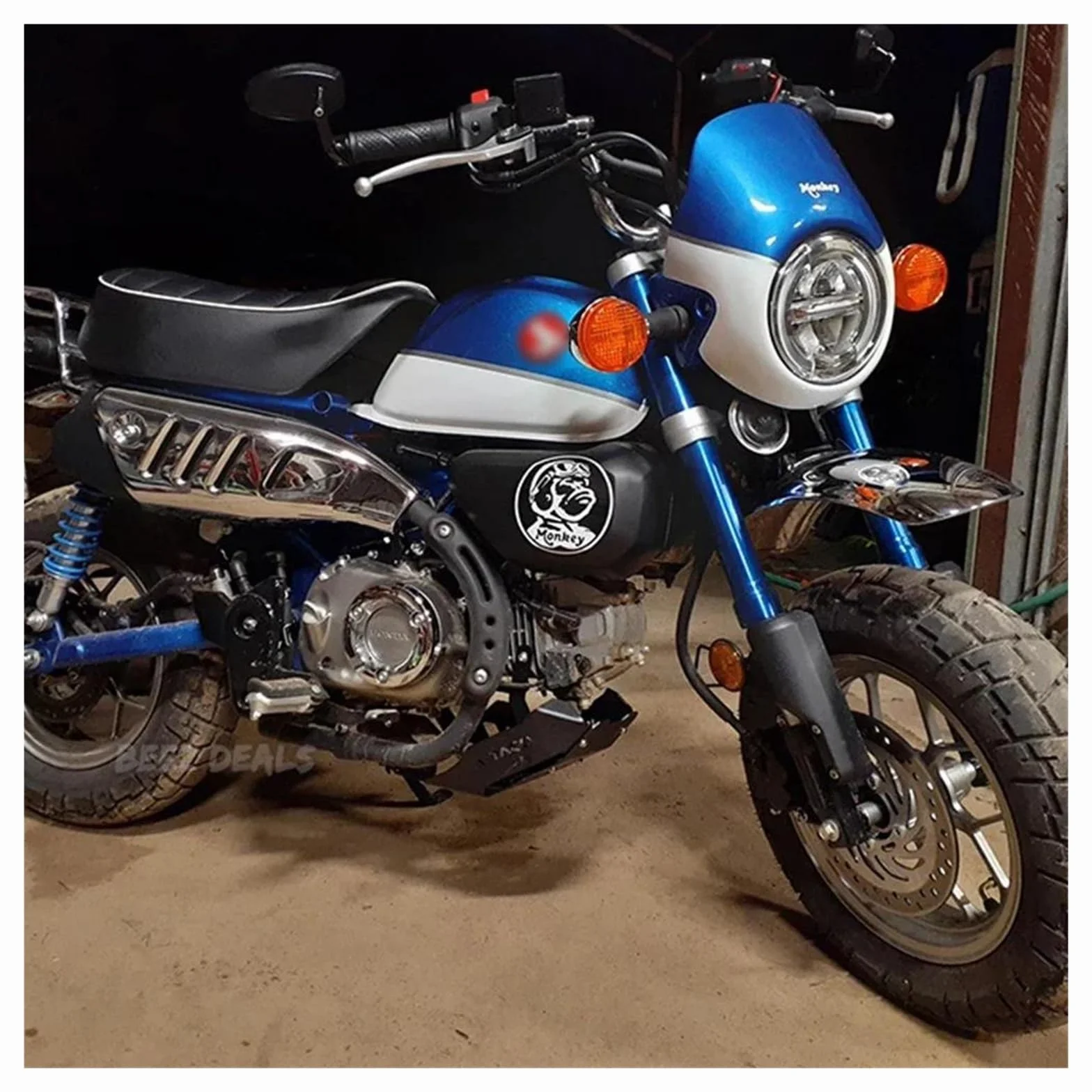 szyba motocyklowa Dla Honda Monkey 125 Małpa 125 2018-2023 Osłona Reflektora Motocykla Szyba Przednia Owiewka Prędkościomierza regulowana przednia szyba(Yellow)