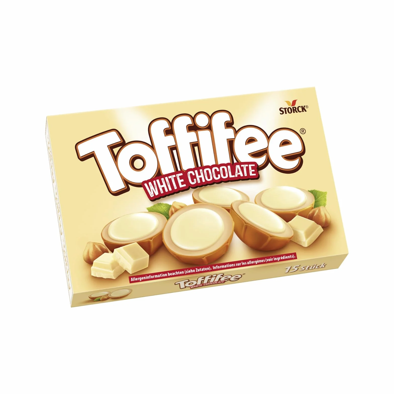 Toffifee White Chocolate – 1 x 125 g – orzech laskowy w karmelu z jasnym kremem i białą czekoladą – idealny do wspólnego podjadania i dzielenia się
