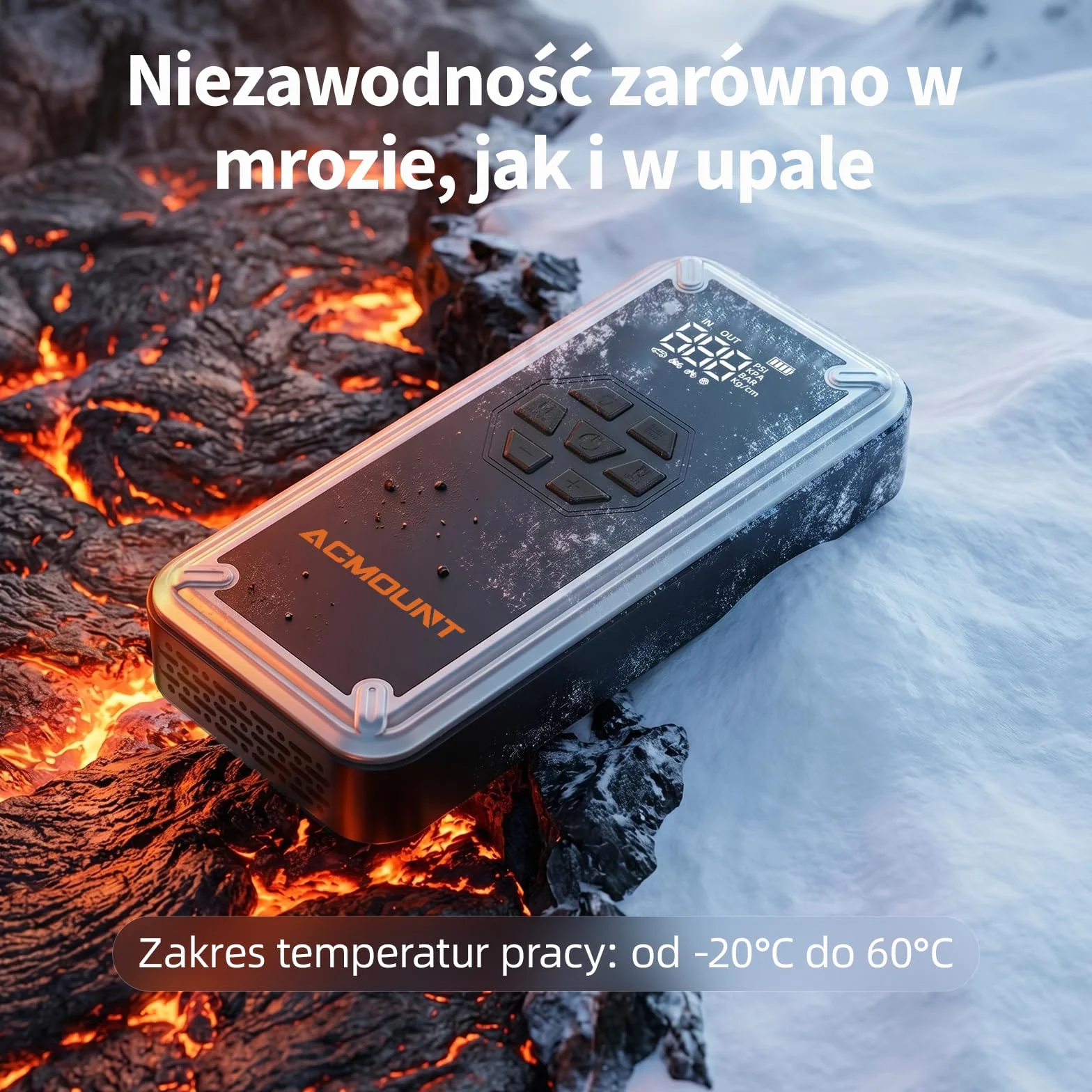 ACMOUNT Booster rozrusznik samochodowy 7000 A, 23800 mAh 150 PSI rozrusznik akumulatora samochodowego ze sprężarką, przenośny start akumulatora 12 V do szybkiego ładowania 18 W, LED i LCD do benzyny