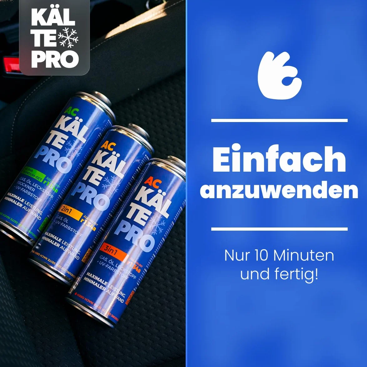R134a Zamiennik Czynnika do Klimatyzacji - Kompletny Zestaw 5w1: Gaz, Uszczelniacz, Olej, Osuszacz i UV - Odpowiada 755g R134a (500ml) - Do Aut 1995–2016 (1 puszka + wąż)