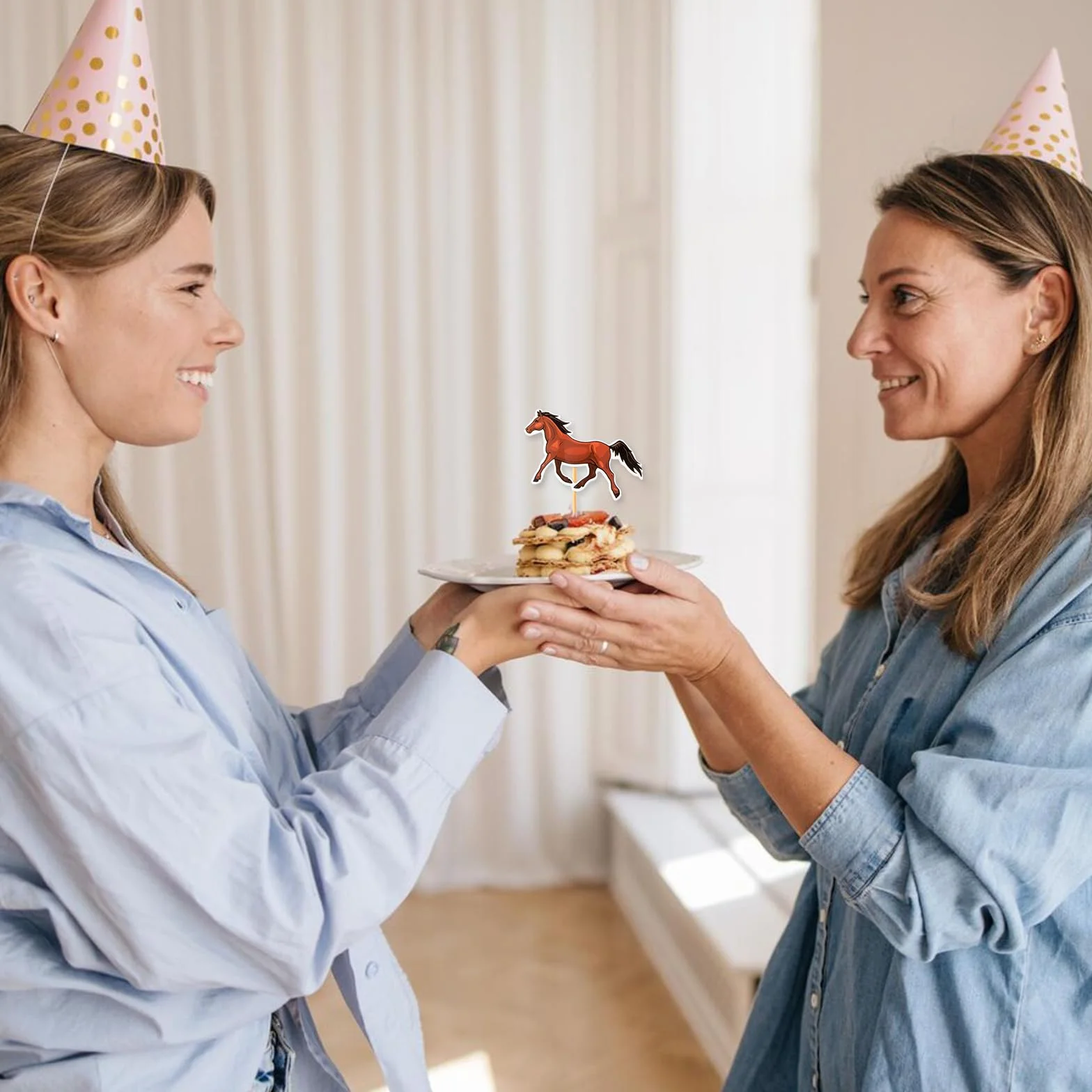 JJUNW Dekoracja urodzinowa z koniem, dekoracja tortu, zwierzę, koń, babeczki, dekoracje imprezowe, nakładki na babeczki na wyścigi konne, baby shower, ślub, artykuły na przyjęcie urodzinowe (16)