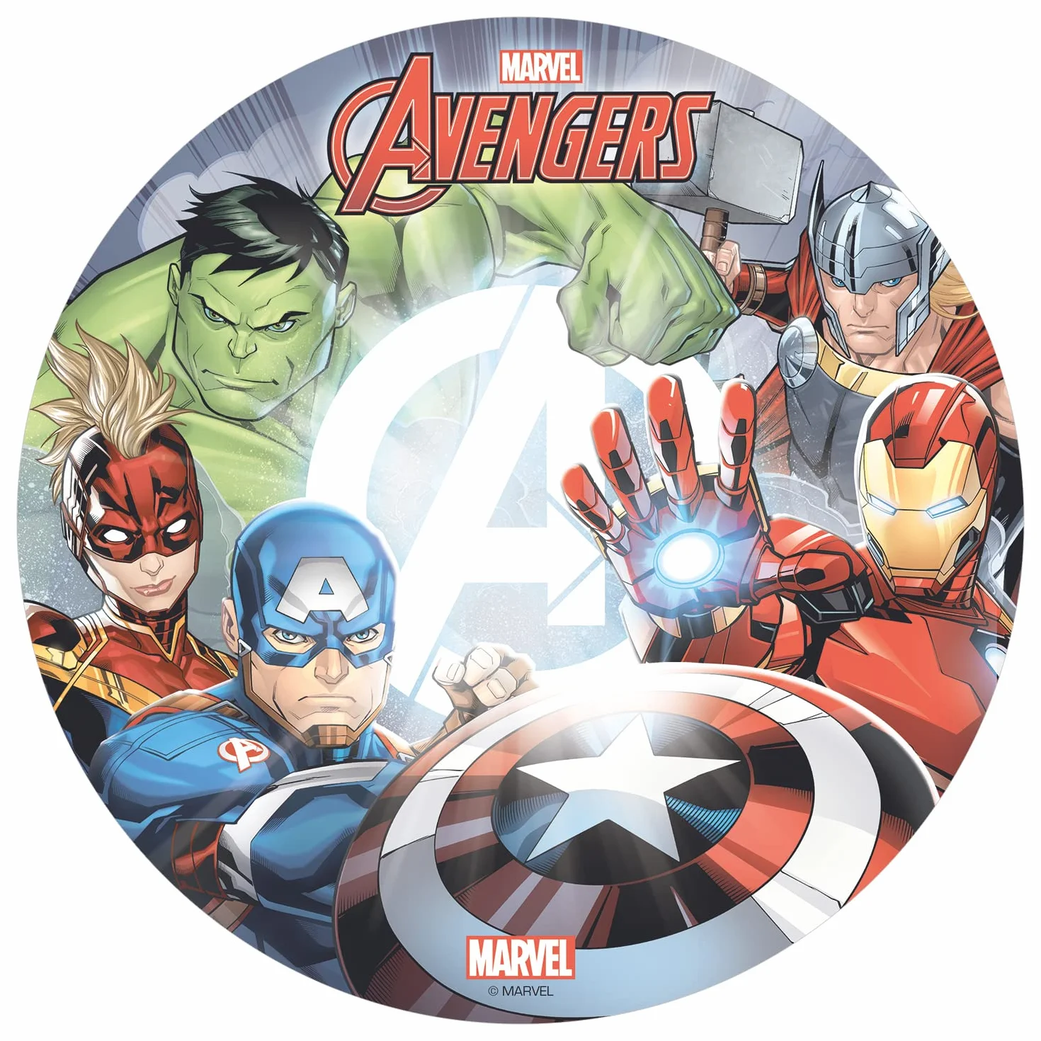 Avengers 20 cm 8-calowa jadalna topper na tort. Licencjonowany produkt Dekora 114401