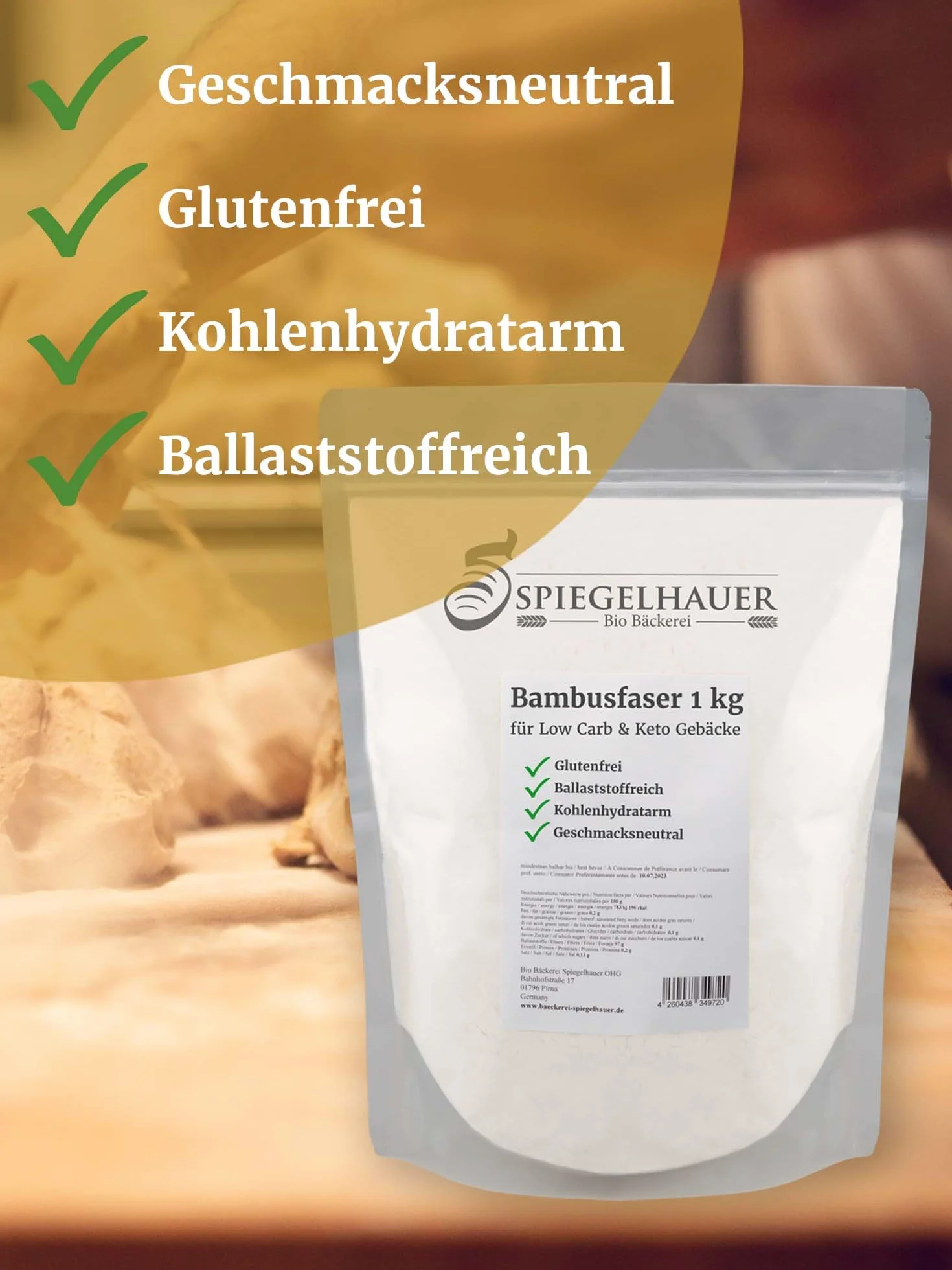 Mąka bambusowa 1 kg – idealna mąka z mniejszą ilością węglowodanów, do pieczenia, posypywania, wybielania i wałkowania – wolna od węglowodanów.