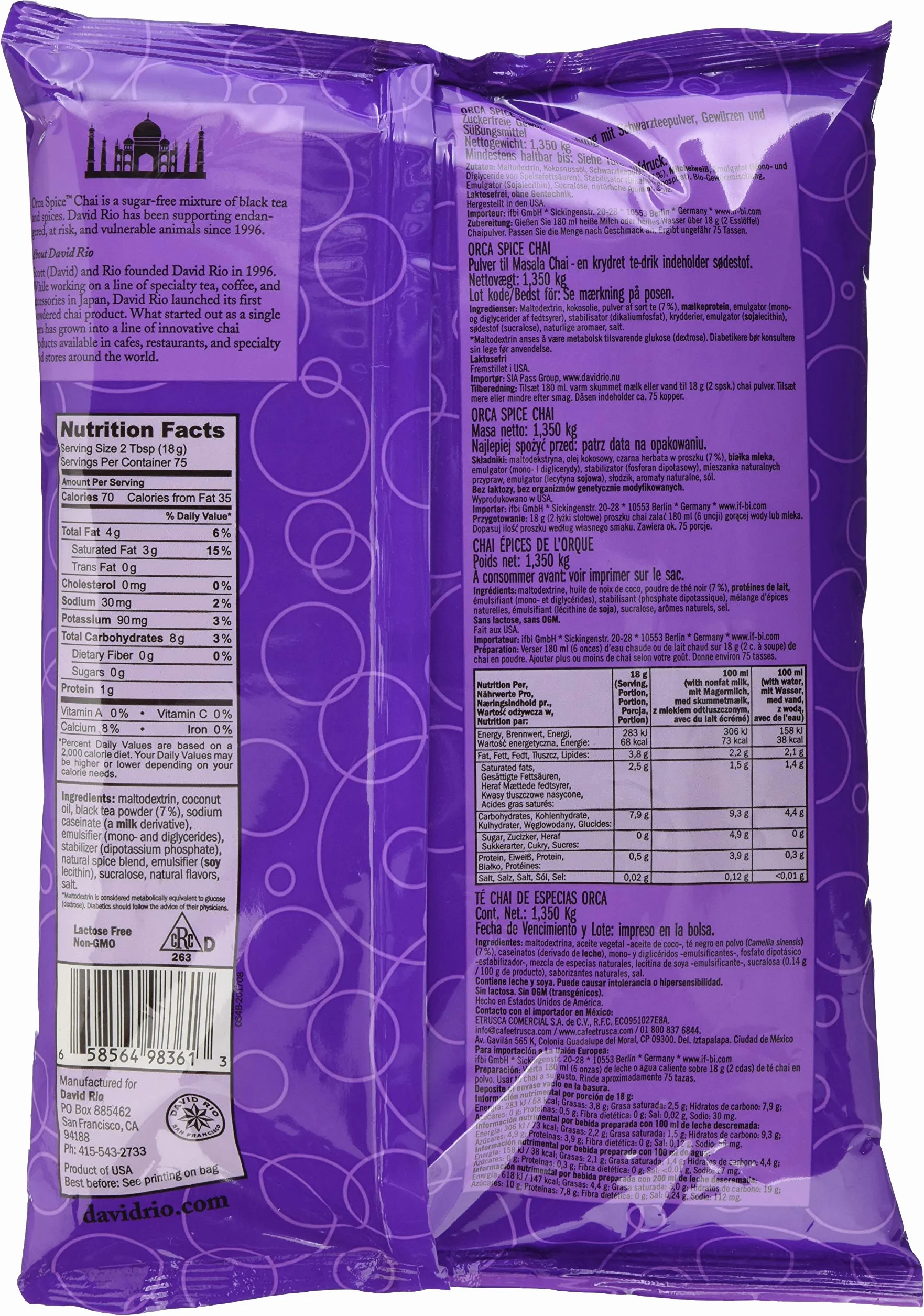 David Rio Chai Orca Spice Chai Czarna Herbata Worek Uzupełniający 1361 g