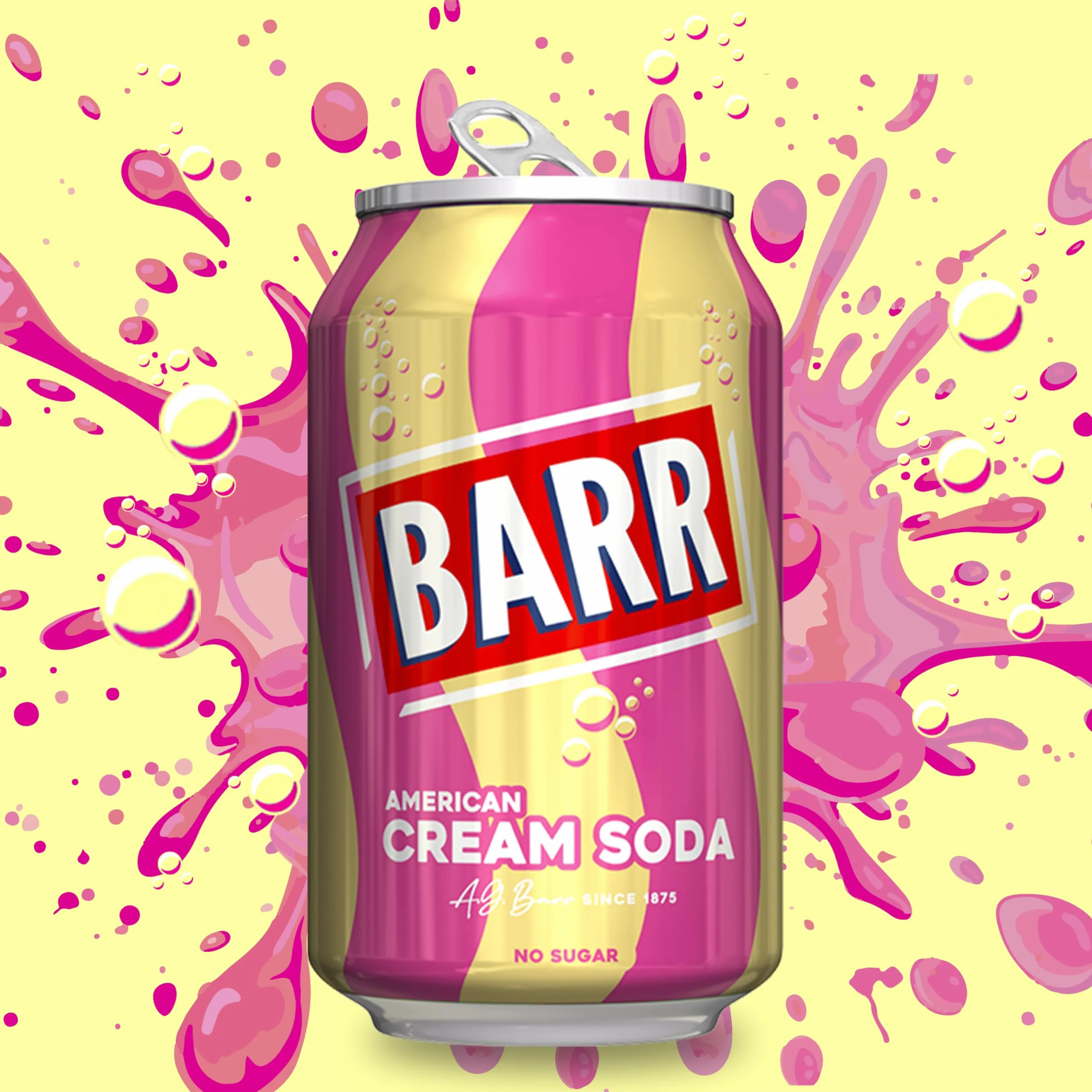 BARR Od 1875 roku, Cream Soda, 24 opakowania puszek na napoje gazowane, bez cukru, 24 x 330 ml