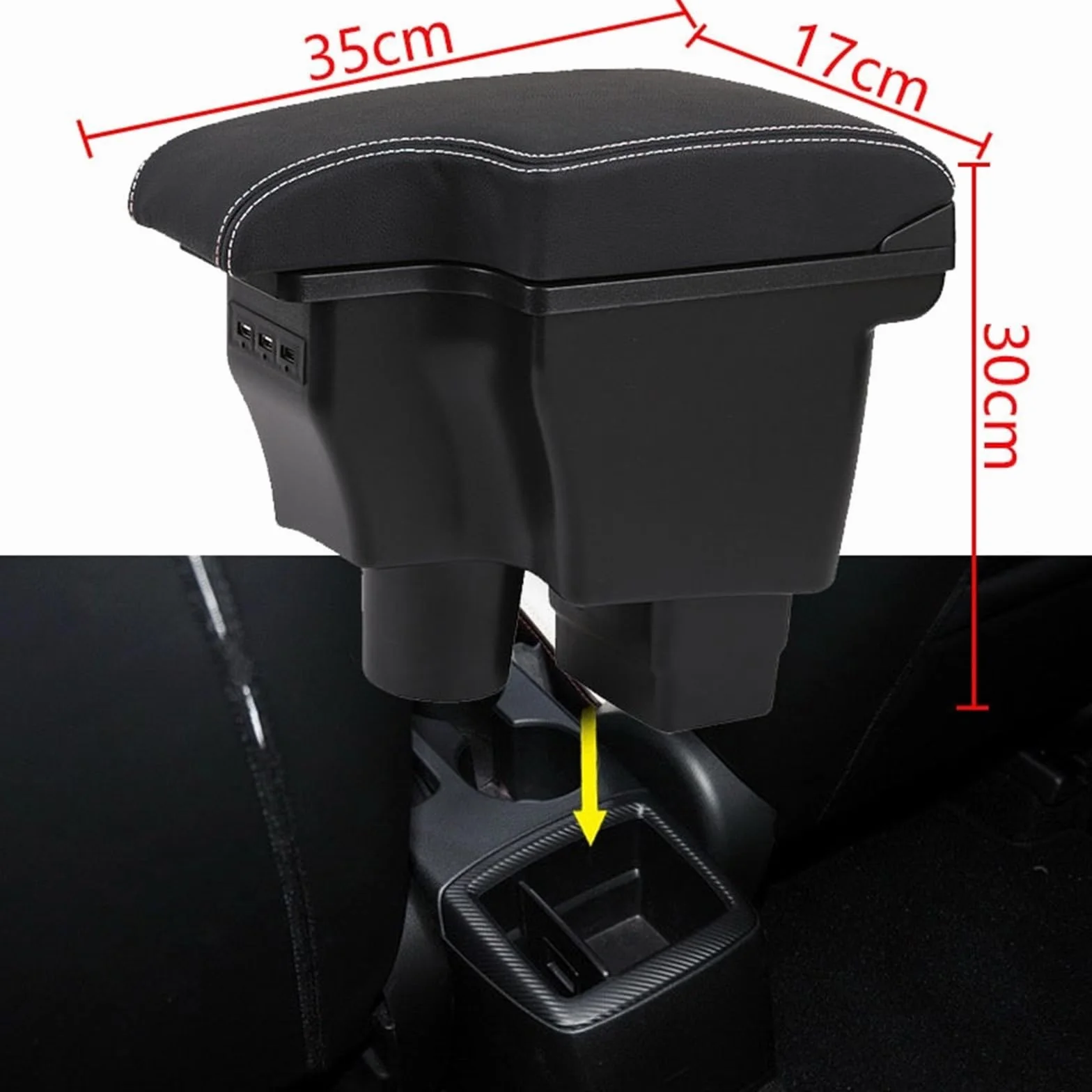 Armsteun Richter Bush Pasuje do Mazda CX-3 Mazda 2 Podłokietnik Box Retrofit Car Podłokietnik Schowek Akcesoria samochodowe Ładowanie USB(B2genuine leather)