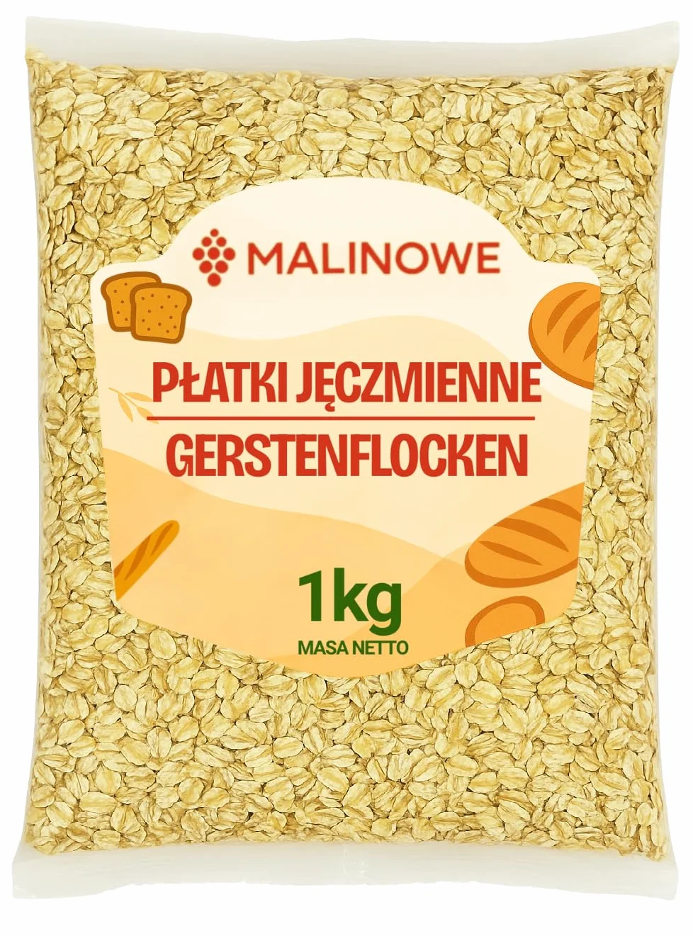 Malinowe PŁATKI JĘCZMIENNE 1kg Płatki Śniadaniowe Musli