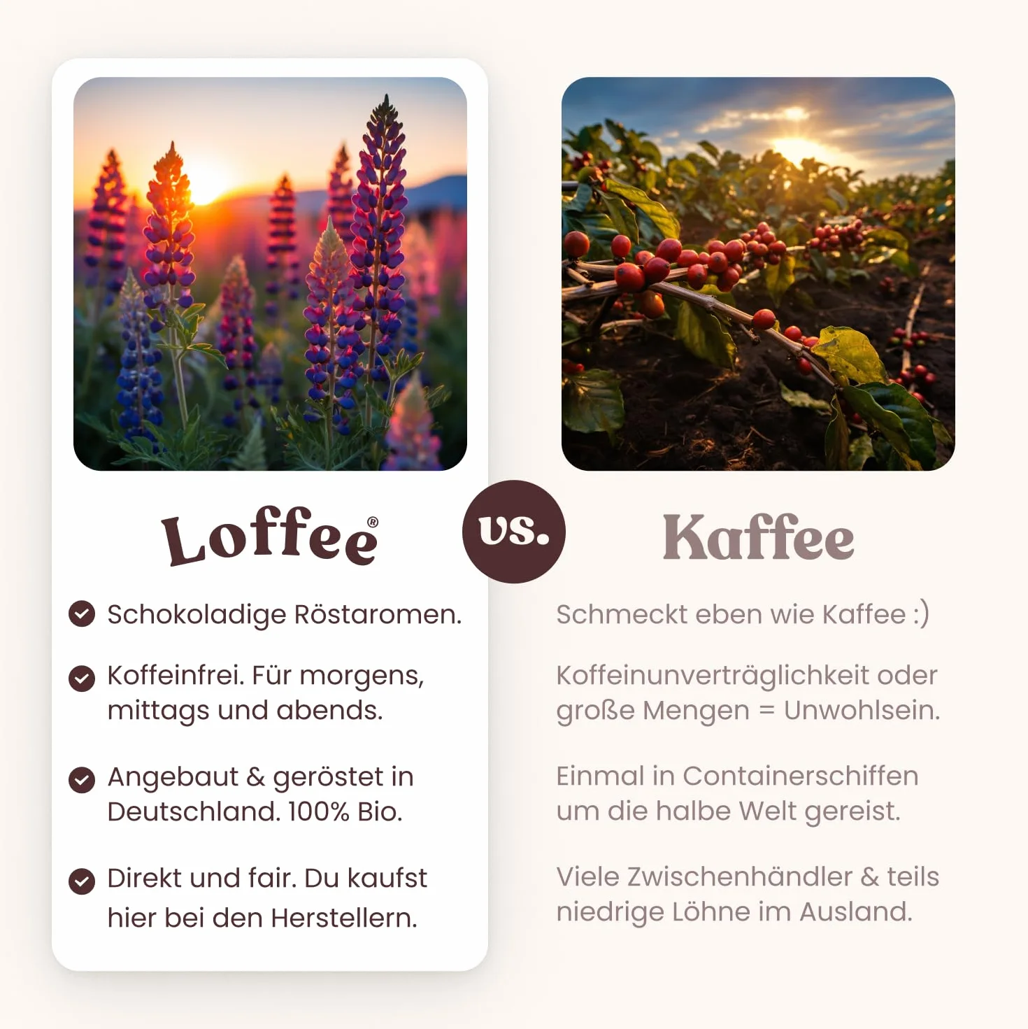 BIO Kawa z łubinu 720g Loffee Der Intensive – Bez kofeiny alternatywa mielona