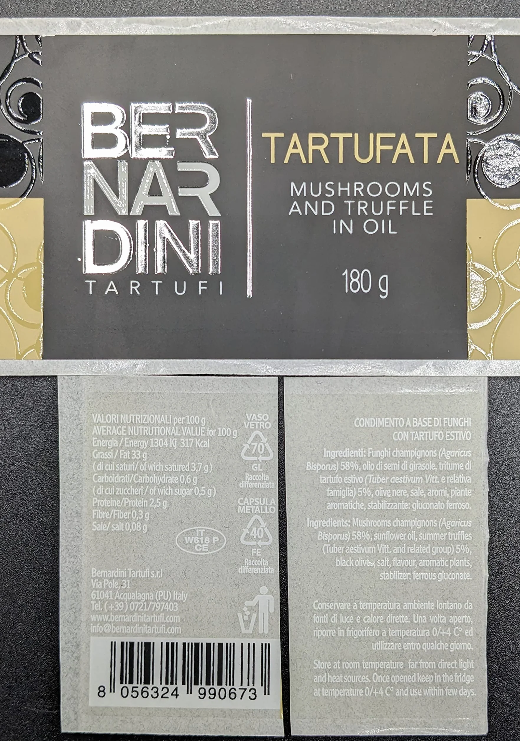 Bernardini Tartufi Sos truflowy z truflą letnią i pieczarkami 180g