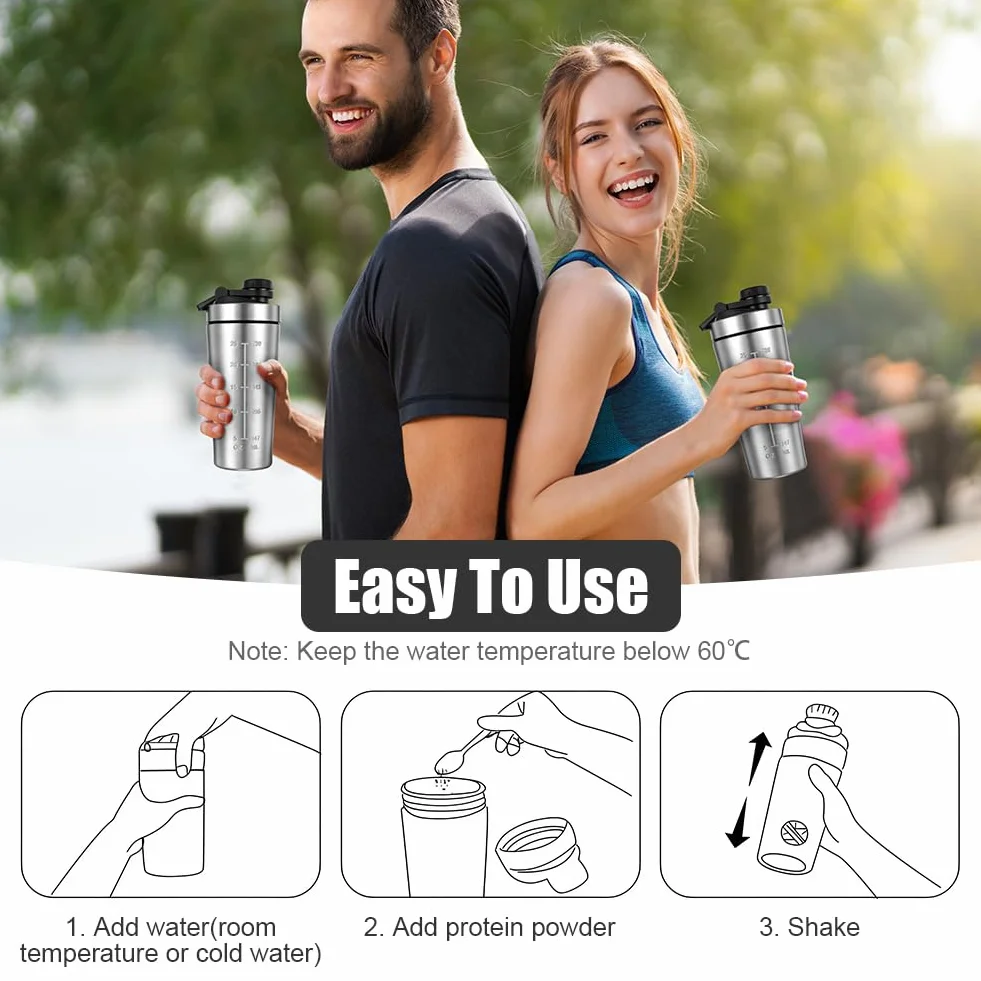 Shaker do białka 7500 ml ze stali nierdzewnej, szczelny, bez BPA
