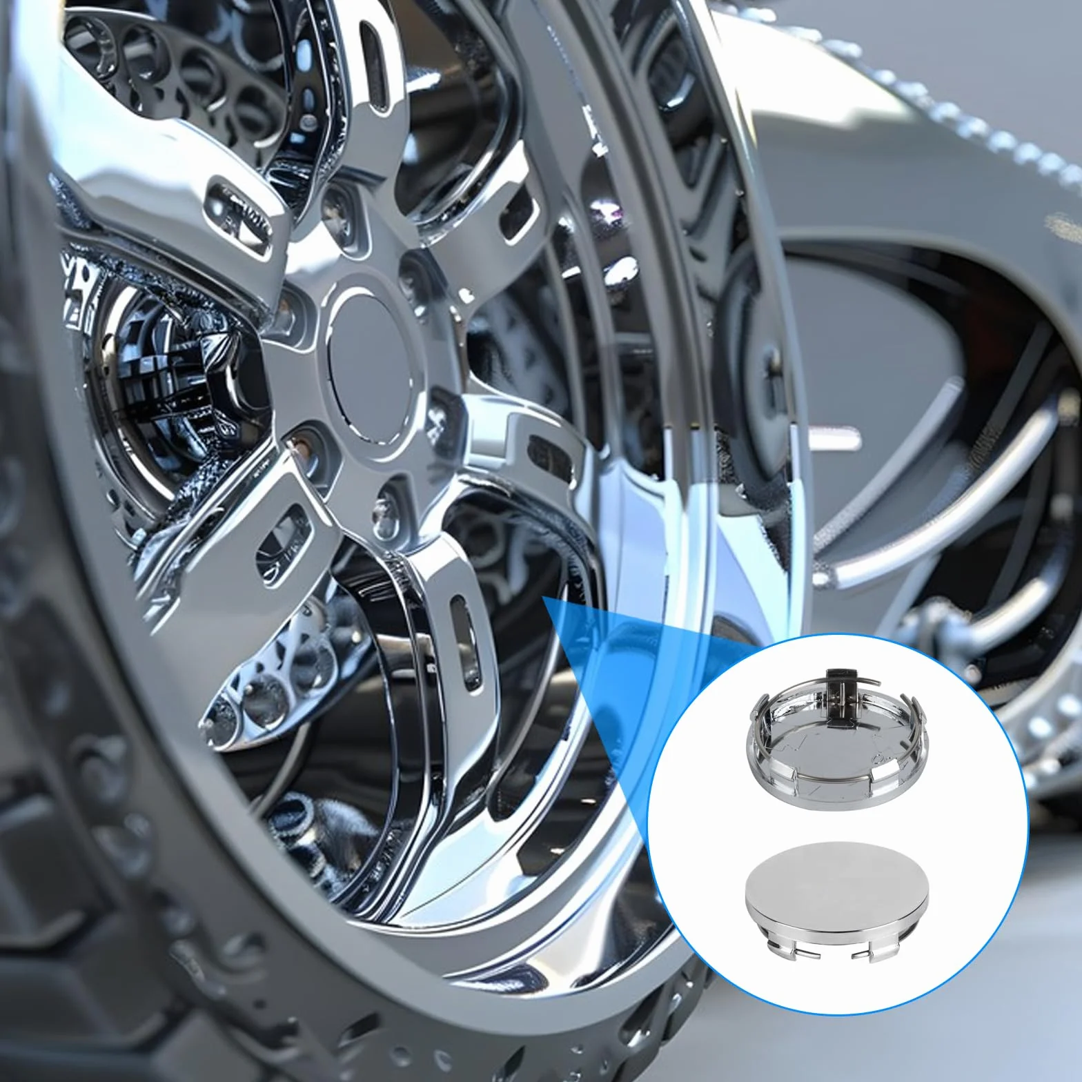 4 sztuki kołpaków 60 mm, uniwersalne nakładki na piasty kół, kołpaki do felg, ABS, srebrne, kompatybilne z VW Audi, akcesoria samochodowe (OD 60 mm, ID 56 mm)