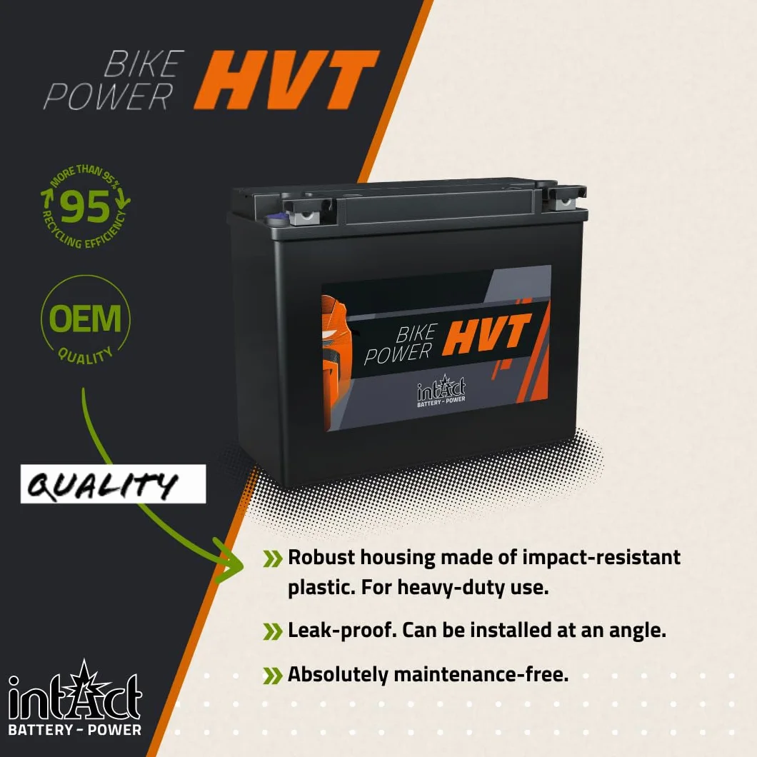 intAct Bike-Power HVT-08 CTX14-BS 12V 14 Ah 250 A EN Odporny na wibracje Akumulator Motocyklowy AGM