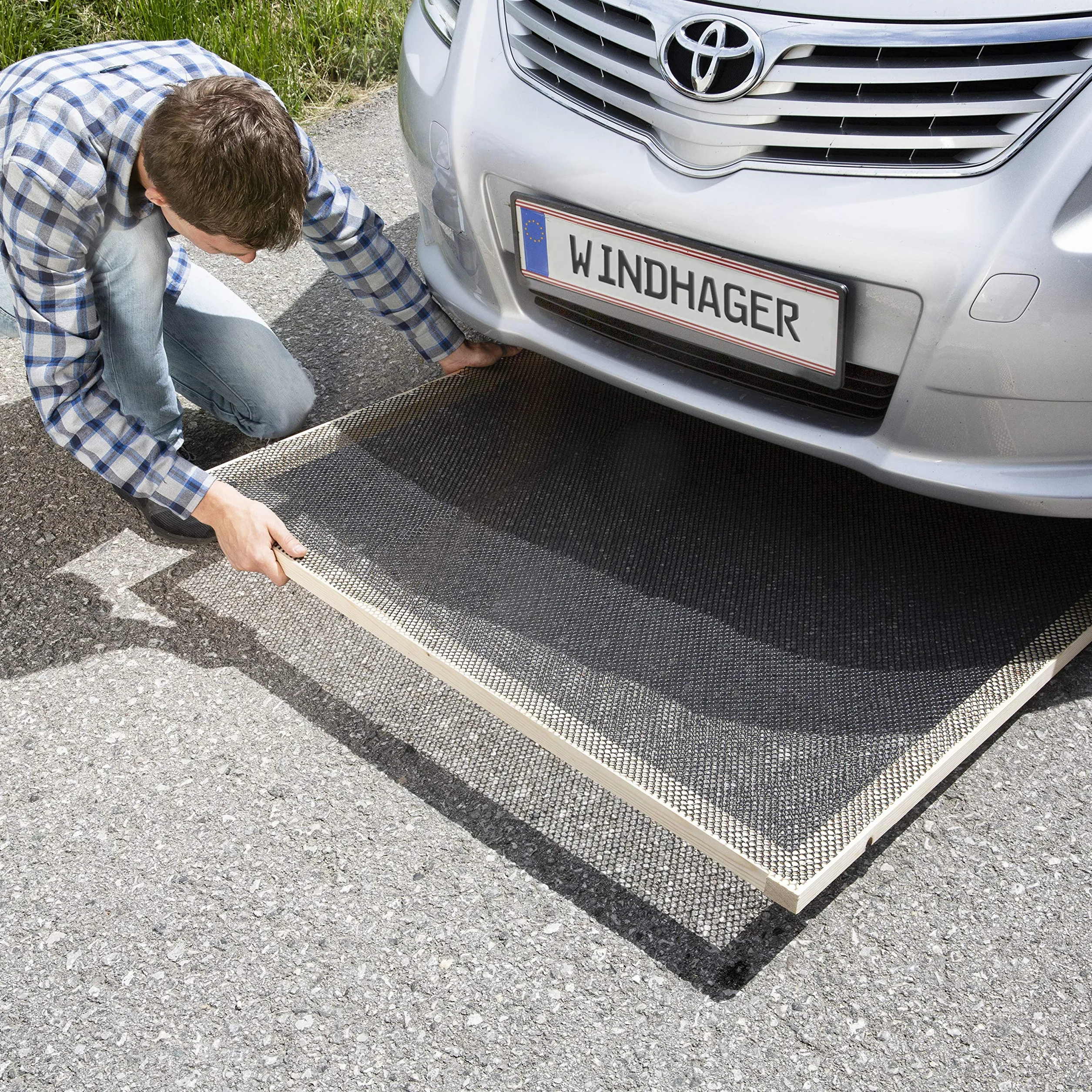Windhager 05373 mata podłogowa z HDPE, odstraszacz kun, krata chroniąca przed kunami, czarna, 05373