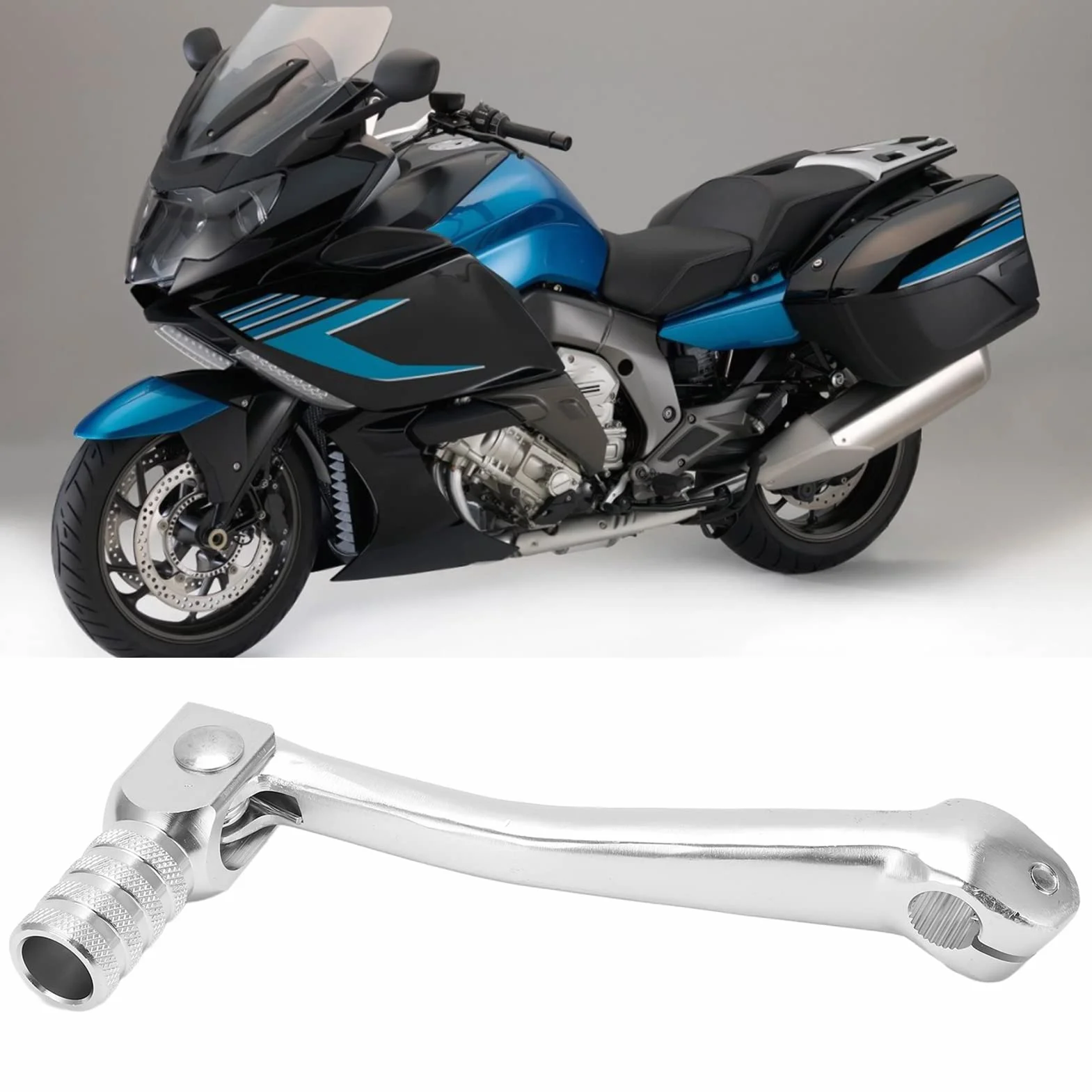 Qiilu Rozrusznik Motocykl Kick Starter Dźwignia Pedał Kick Starter Dirt Bike Wrażliwe CNC Aluminium Uniwersalne Akcesoria Motocyklowe(Srebro)
