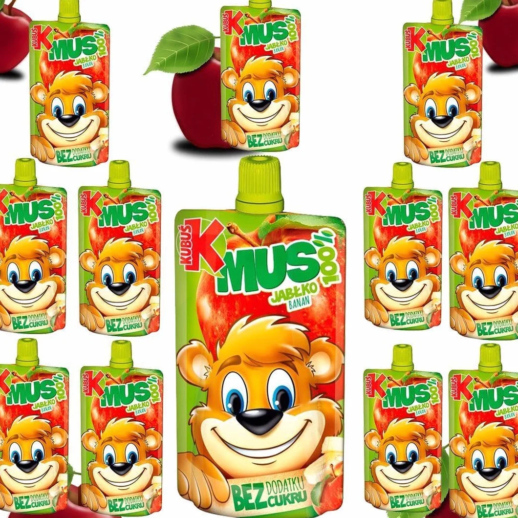 Kubuś Mus Owocowy 100% Jabłko-Banan Bez Dodatku Cukru Z Witaminą C i Błonnikiem 12 x 100g