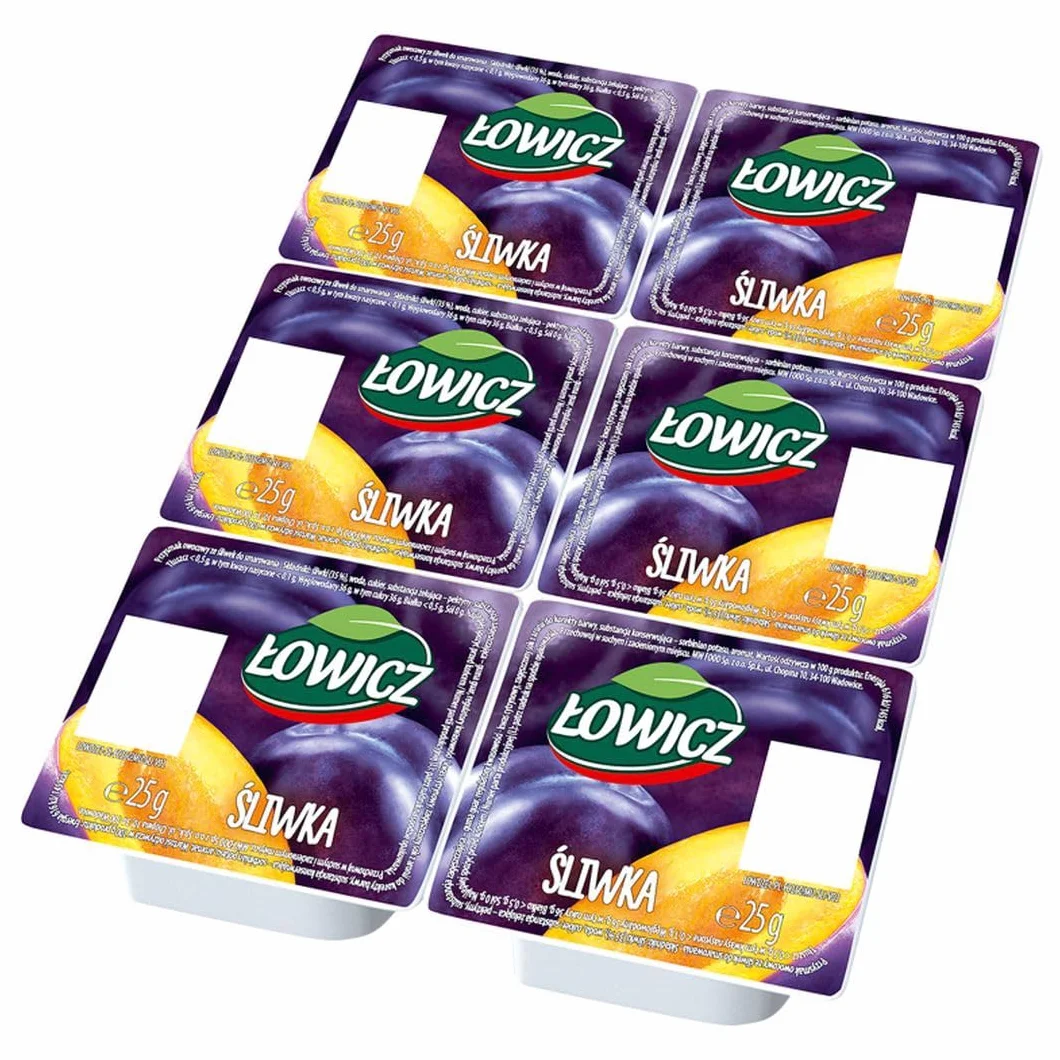 Łowicz Produkt owocowy ŚLIWKA dżem mini 6 x 25 g