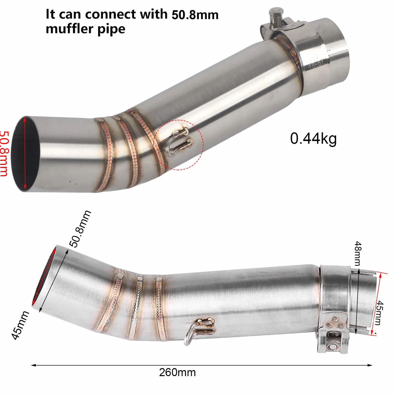 KIMISS Rura łącząca środkowa wydechu do CBR500R CB500X CBR500 CB500F