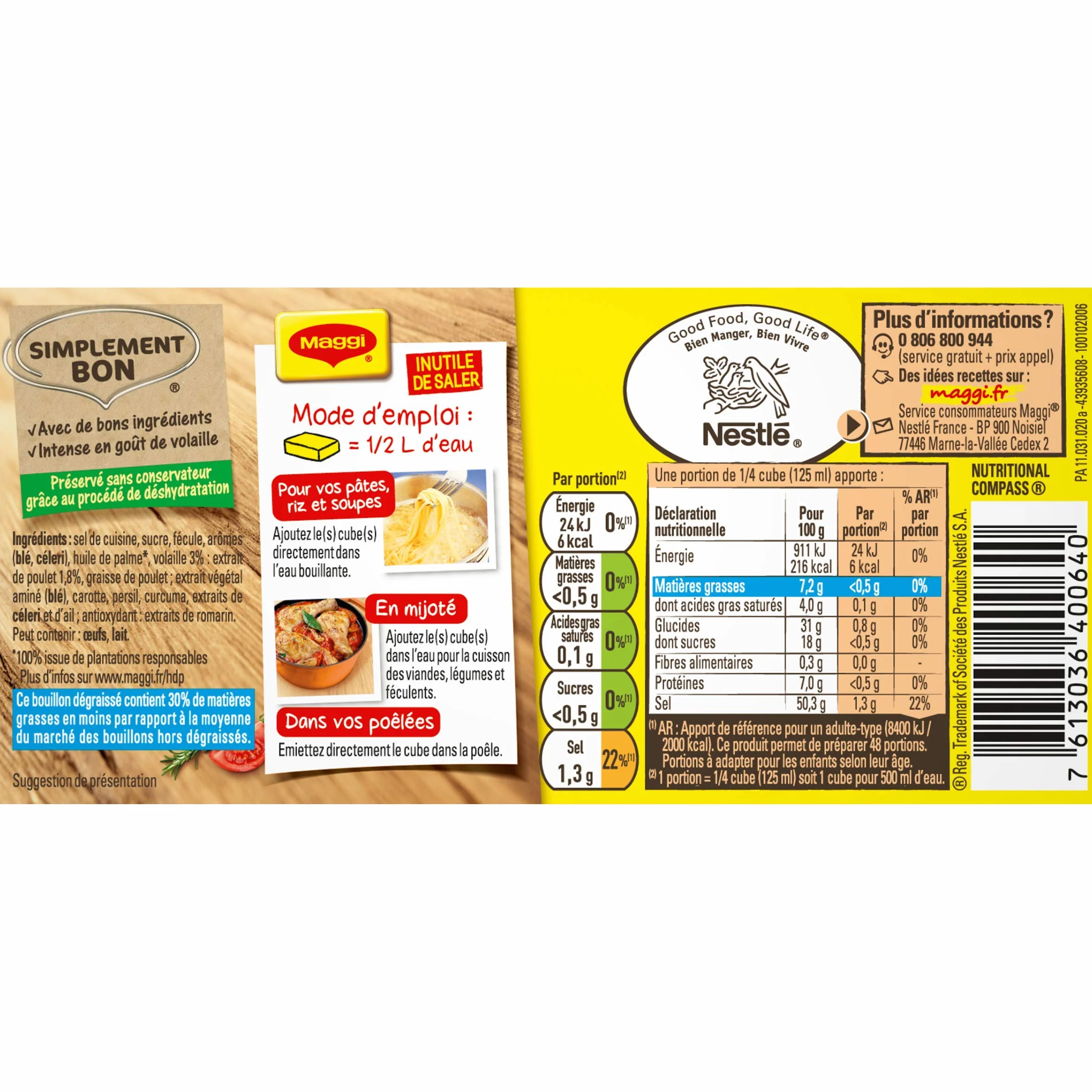Maggi Kub bulion drobiowy odtłuszczony, 12 tabletek, 120 g