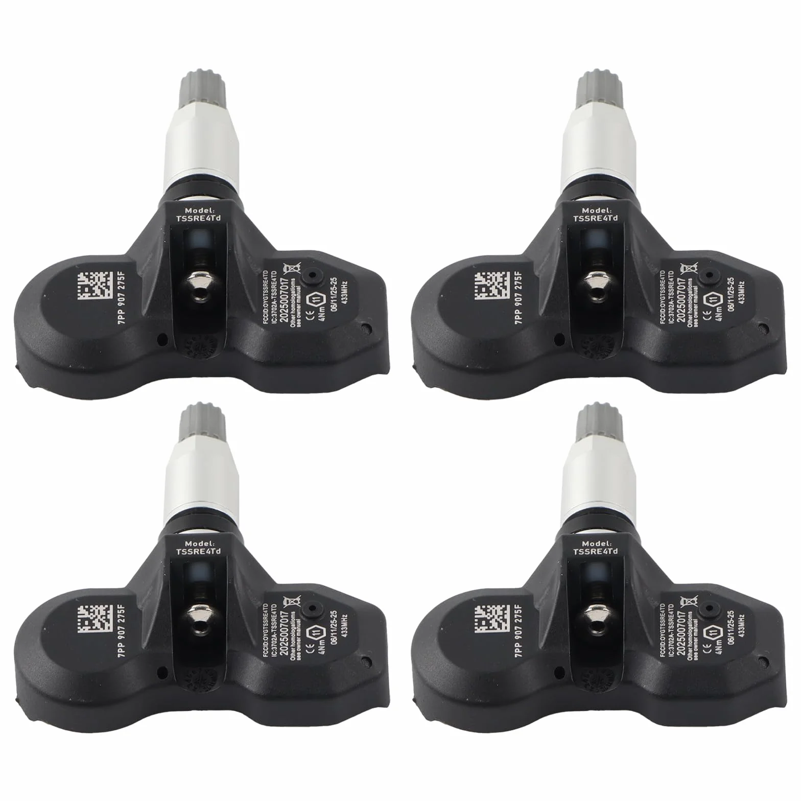 Czujnik ciśnienia w oponach, kompatybilny z Rsche 991 997 A6 A8 Q7 R8 RDKS Sensor 7PP907275F TPMS system kontroli ciśnienia w oponach, 4 sztuki