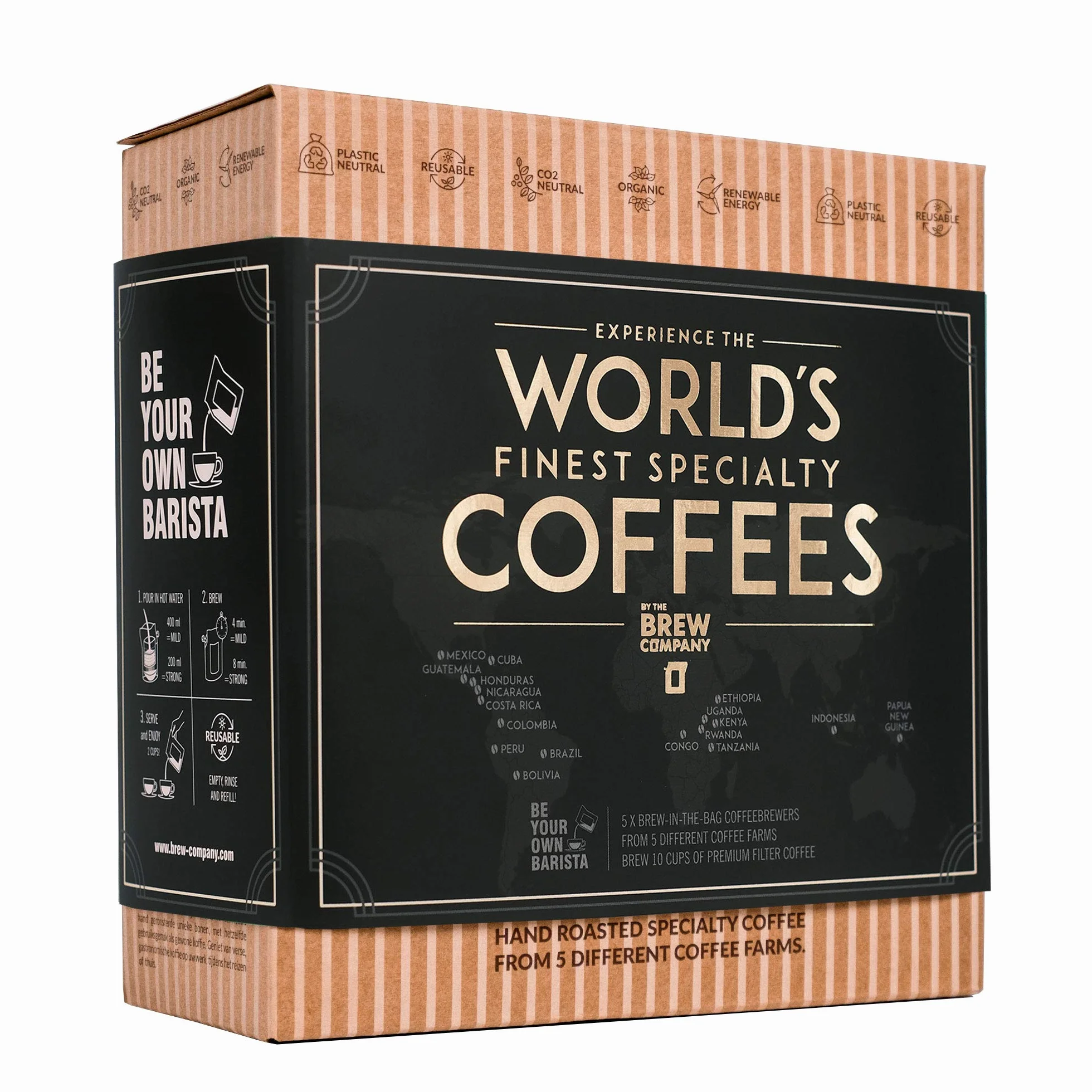 Kaffee Geschenk Set 5 Single Estate Spezialitäten Bio Kaffees Aus Aller Welt Probierset Kaffeeliebhaber