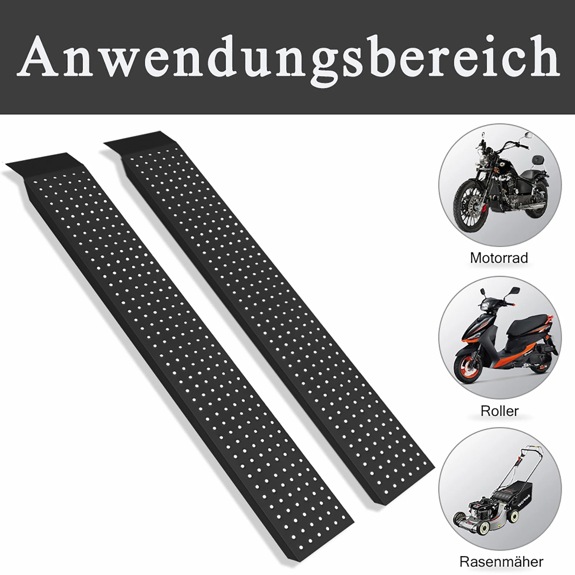 UISEBRT Rampa najazdowa, 2 sztuki, rampa załadunkowa, do 400 kg – 135 cm, stal ocynkowana, szyna załadunkowa, antypoślizgowa rampa do przyczepy, do samochodu, motocykla, kosiarki, kolor czarny