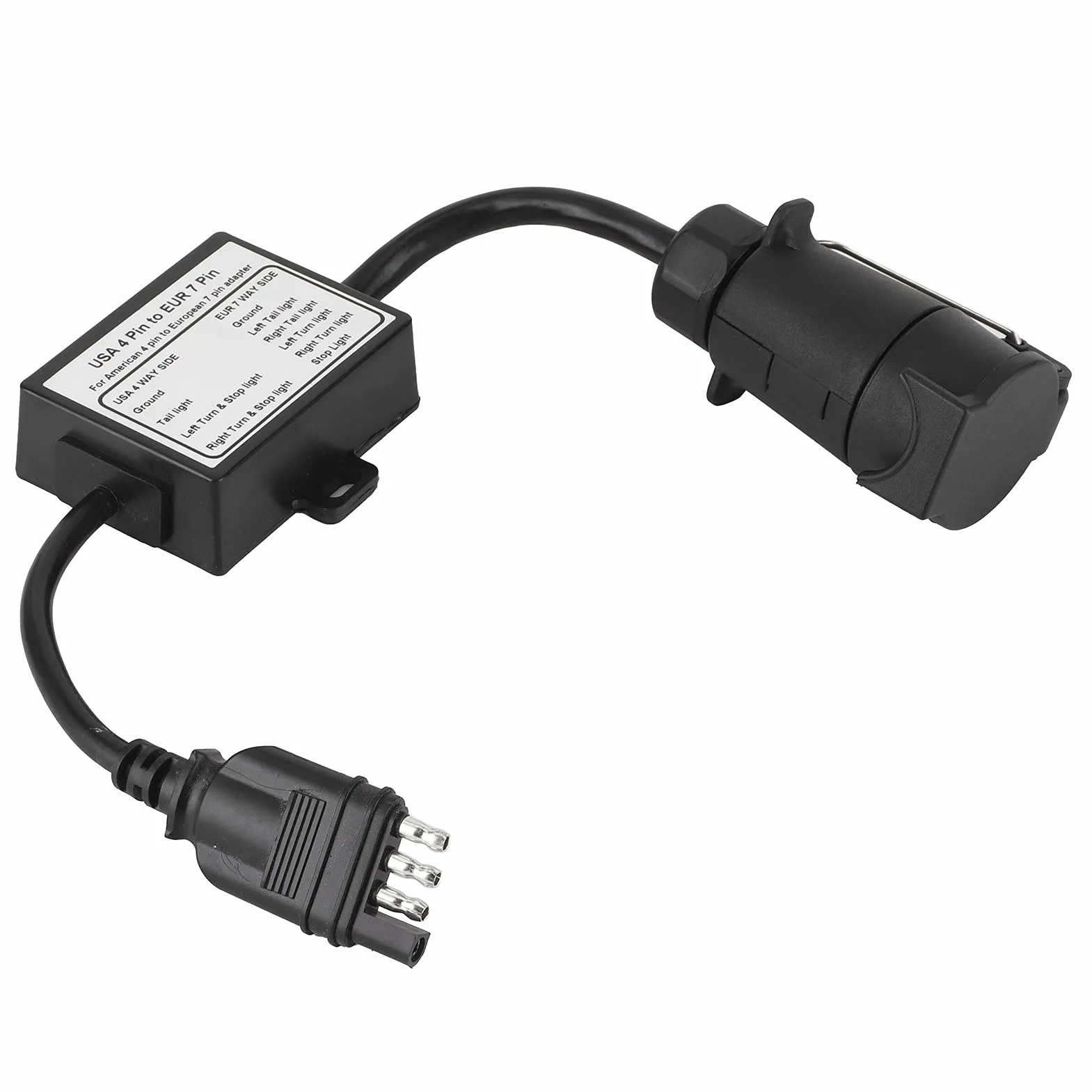Przewód z wtyczką Przyczepy, Złącze Przyczepy Konwerter światła USA 4-pinowy na EUR 7-pinowy Adapter Stop/rozdzielanie Sygnału Hamowania