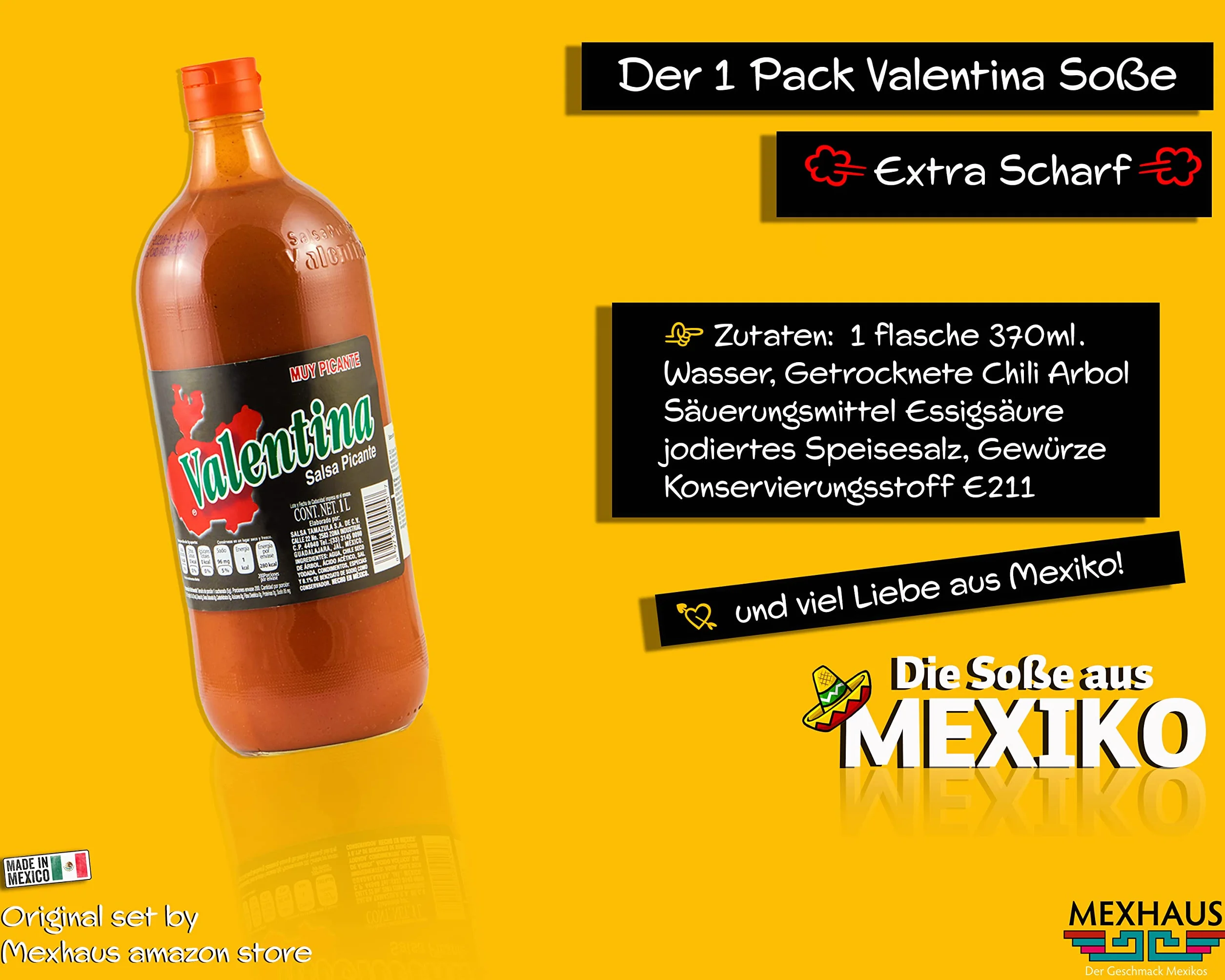 Mexhaus Viva México Collection Valentina ostry sos Mexican Hot Spicy 1 l bezglutenowy