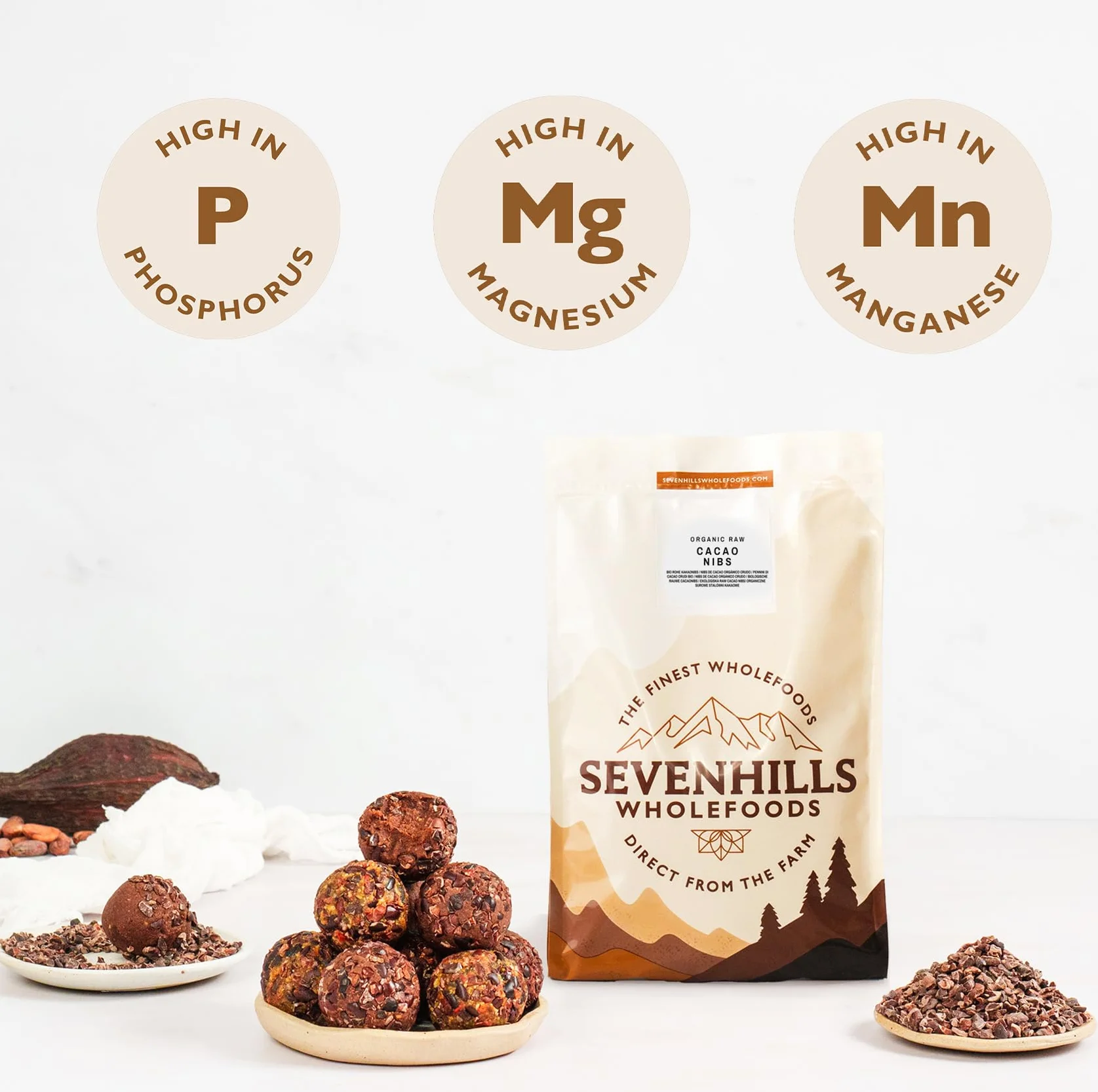 Sevenhills Wholefoods Organiczne Surowe Ziarna (Stalówki Kakaowe) 500g