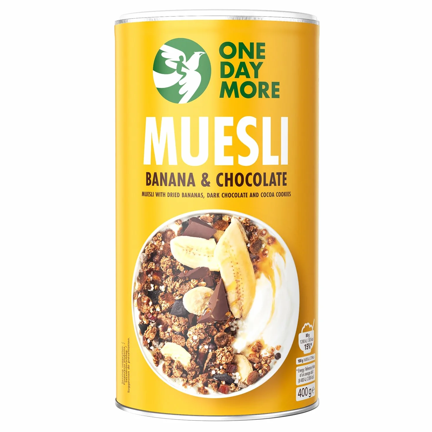 OneDayMore Musli z Bananem i Czekoladą | Pożywne śniadanie dla energii | Chrupkość| Naturalna słodycz | Idealne na początek dnia|